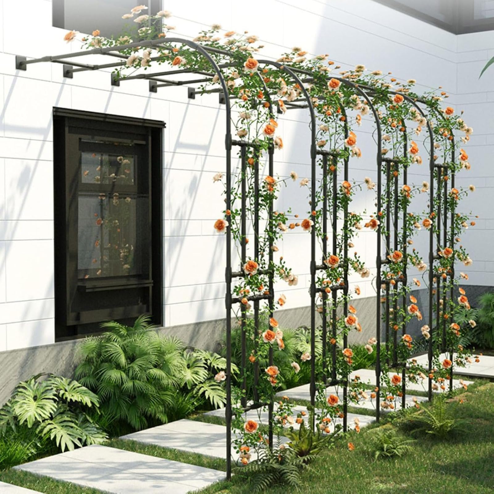 Pół boczny łuk ogrodowy róża krata do roślin pnących, pergola ogrodowa na zewnątrz do kwiatów winorośli