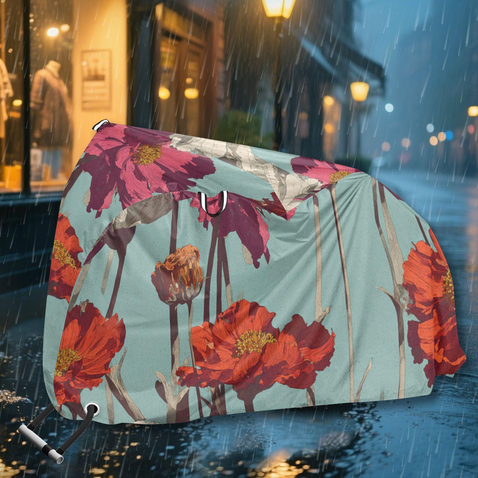 Housse de vélo d'extérieur imperméable avec trous de verrouillage pour intérieur et extérieur - Motif fleurs colorées - Convient à la plupart des vélos para bicicletas