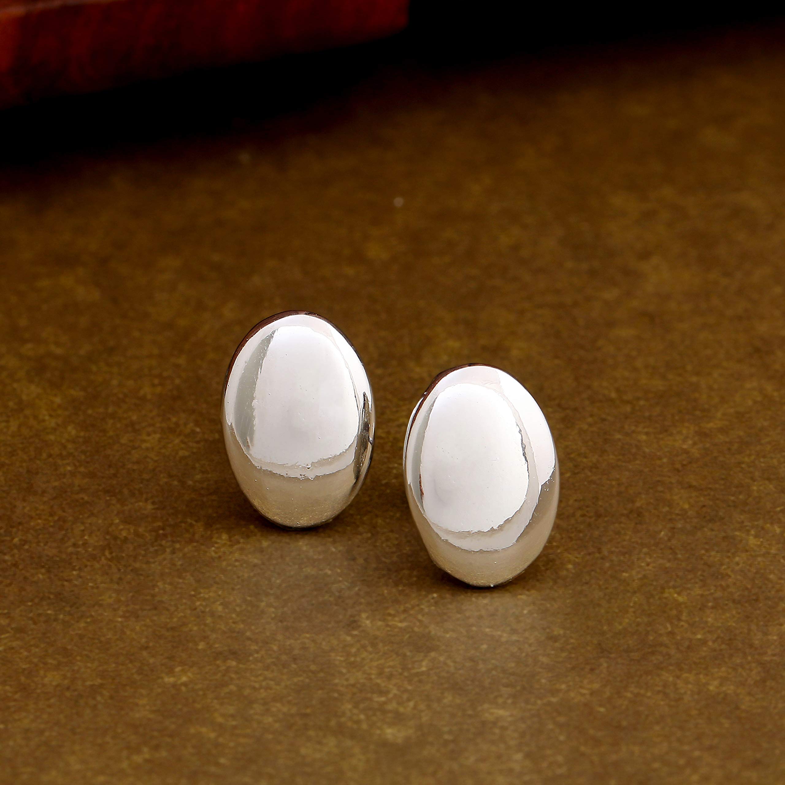 Non Precious Metal Rhodium Smooth Stud Earrings