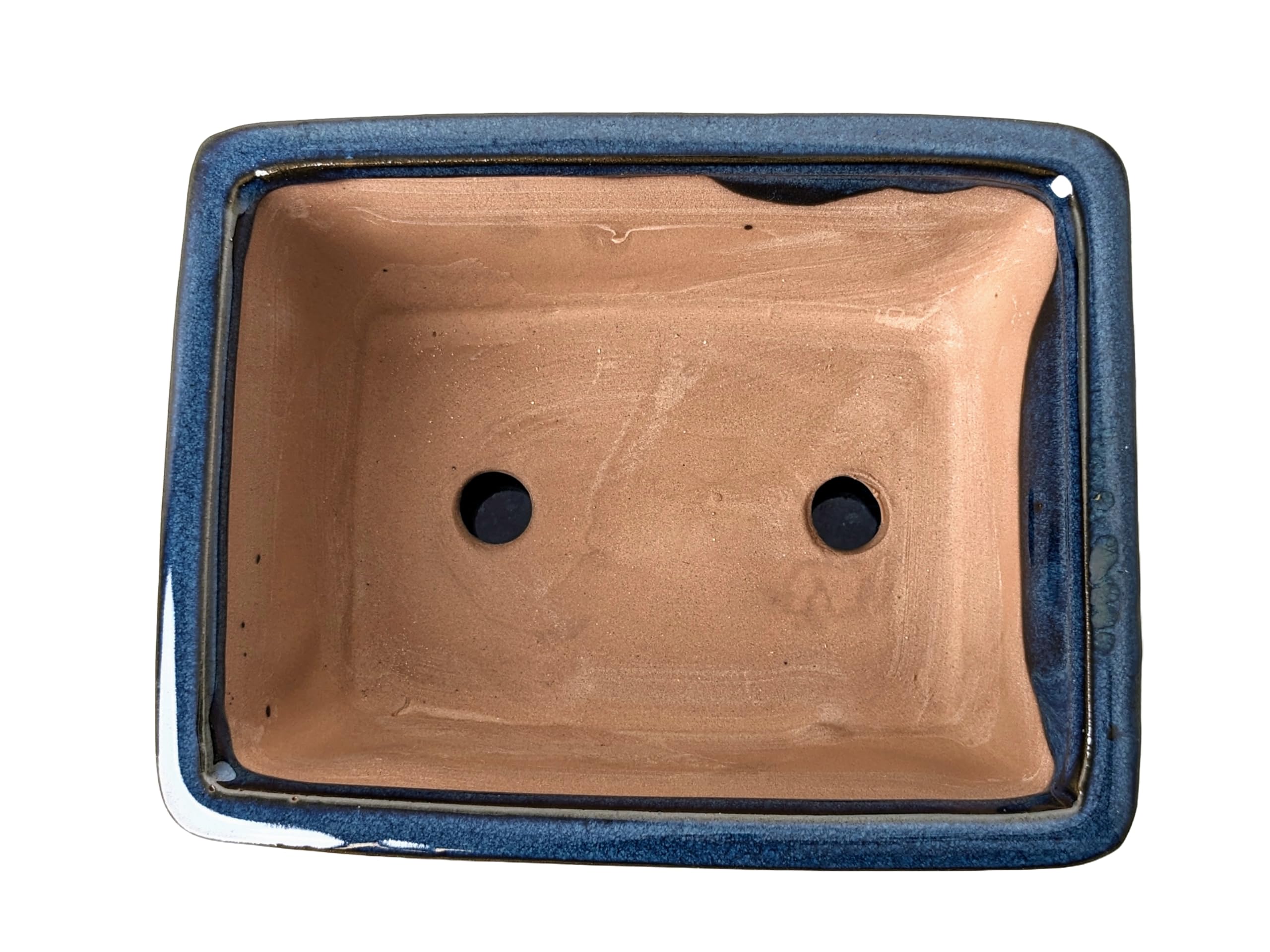 Glazed Ceramic Bonsai Pots without trays (Metallic Blue, 16cm) - Image 3