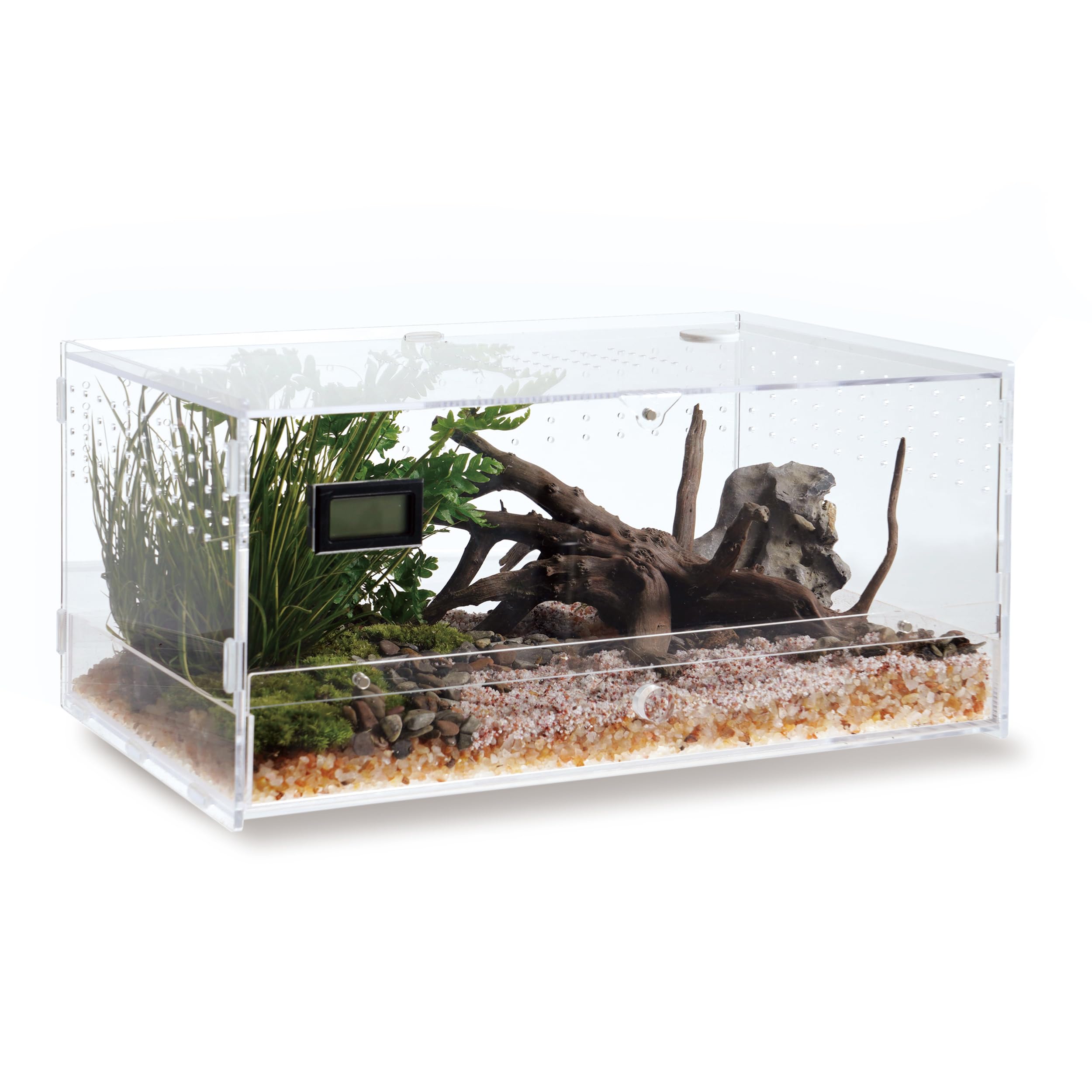 WBHONGHUI Acrylic Clear Reptile Habitat Enclosure Terrarium with Latch ?Perfect for Amphibians and Invertebrates Such as Spiders, Frogs, etc, Large Size, Horizontal or Vertical Style