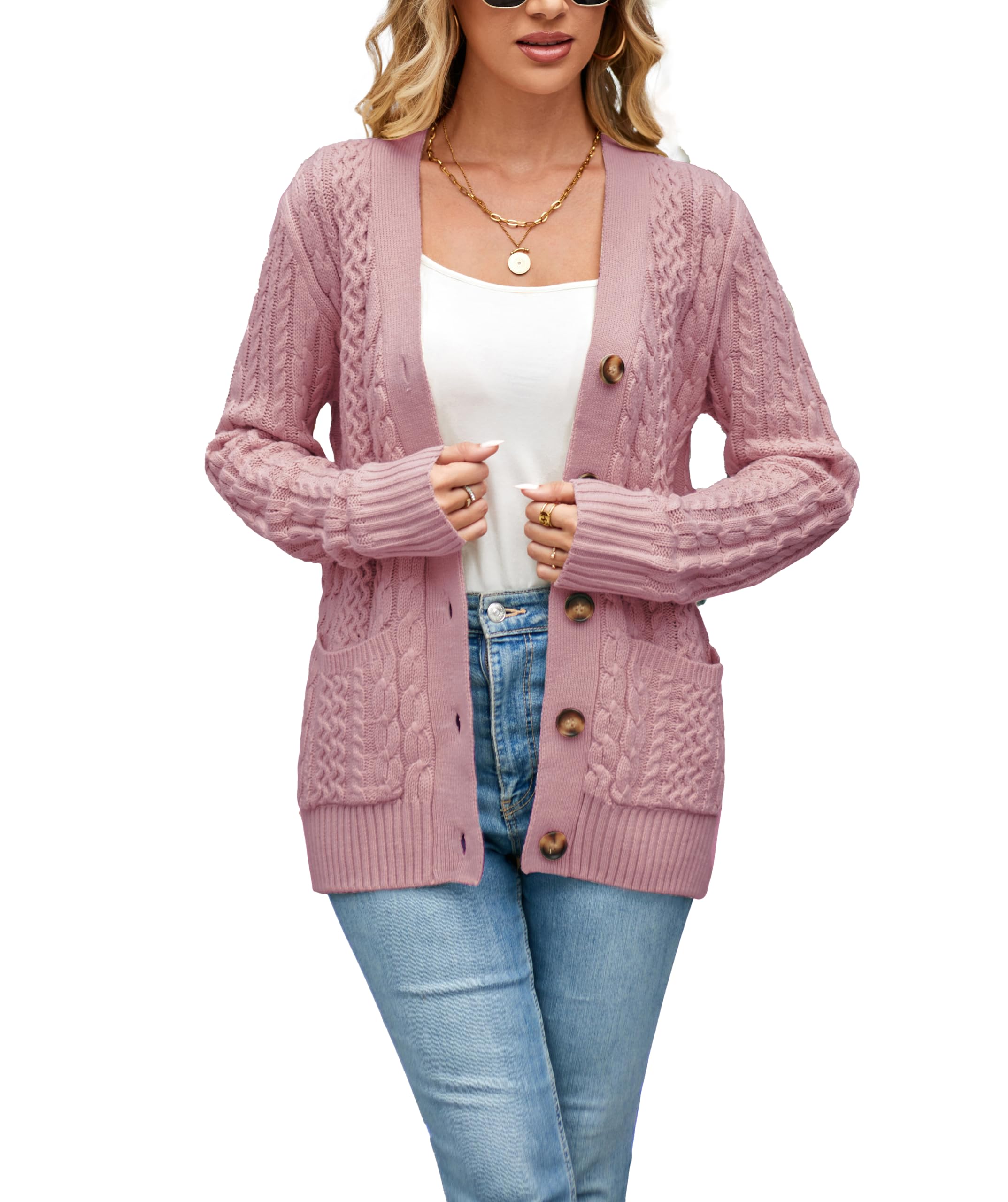 Womens Cable Knit Sweater Cardigan Coat