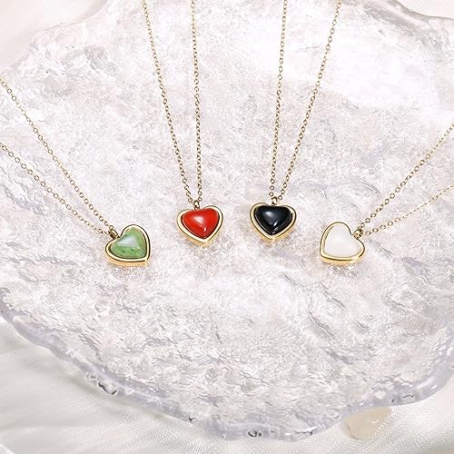 Miniatura 6 de Jade Heart Necklace for Women,Valentines Gifts 18K Gold Heart Necklace for Women as Jade Jewelry for Women or Green Necklace for Birthday Gifts for