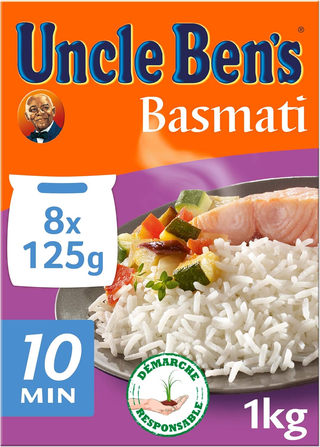 UNCLE BEN'S Riz Basmati Démarche Responsable en Sachet Cuisson Rapide 10 Minutes 8 x 125 g UNCLE BEN'S Riz Basmati Démarche Responsable en Sachet Cuisson Rapide 10 Minutes 8 x 125 g