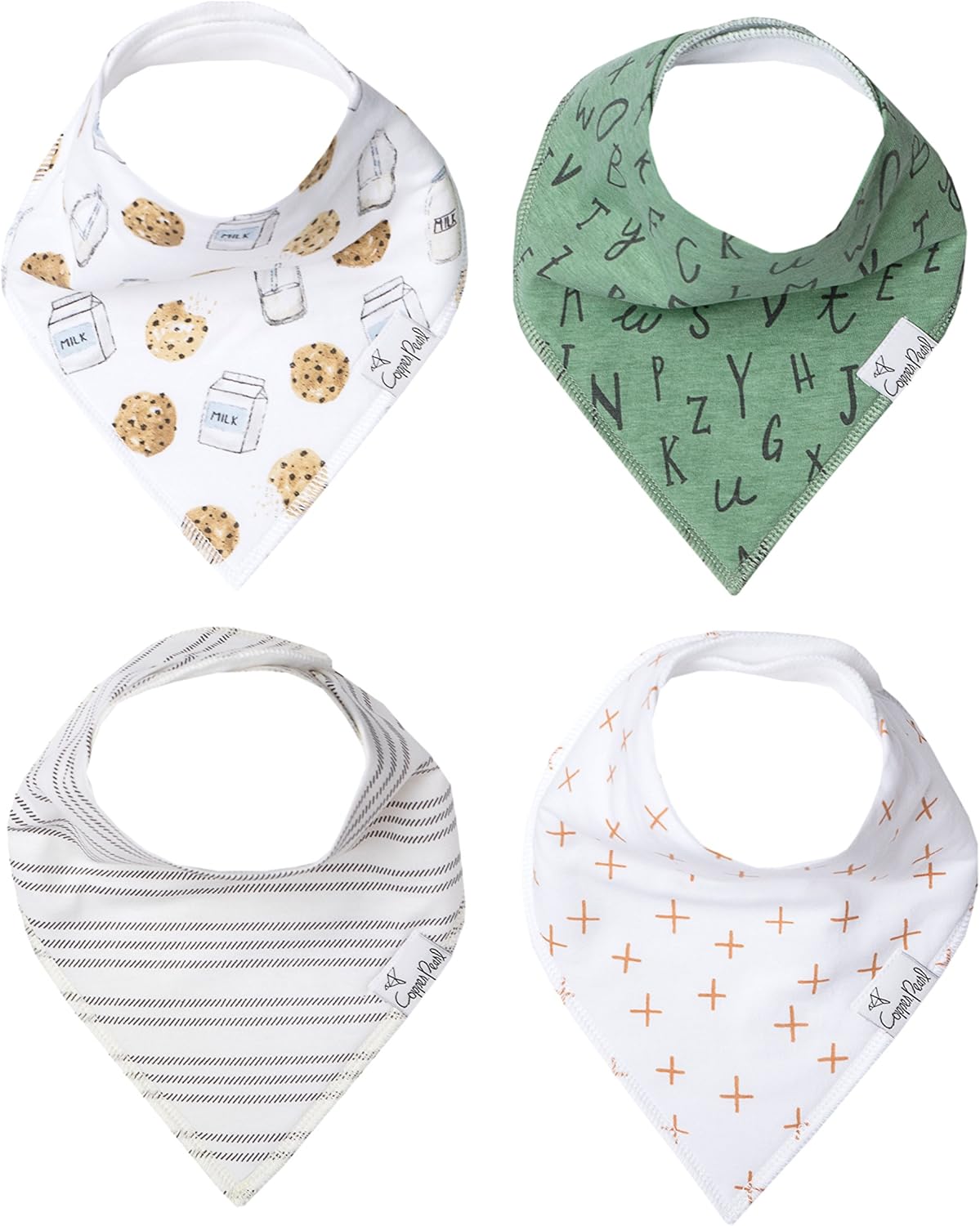 Copper Pearl Baby Bandana Drool Bibs 4 Pack Gift Set for Boys, or Girls