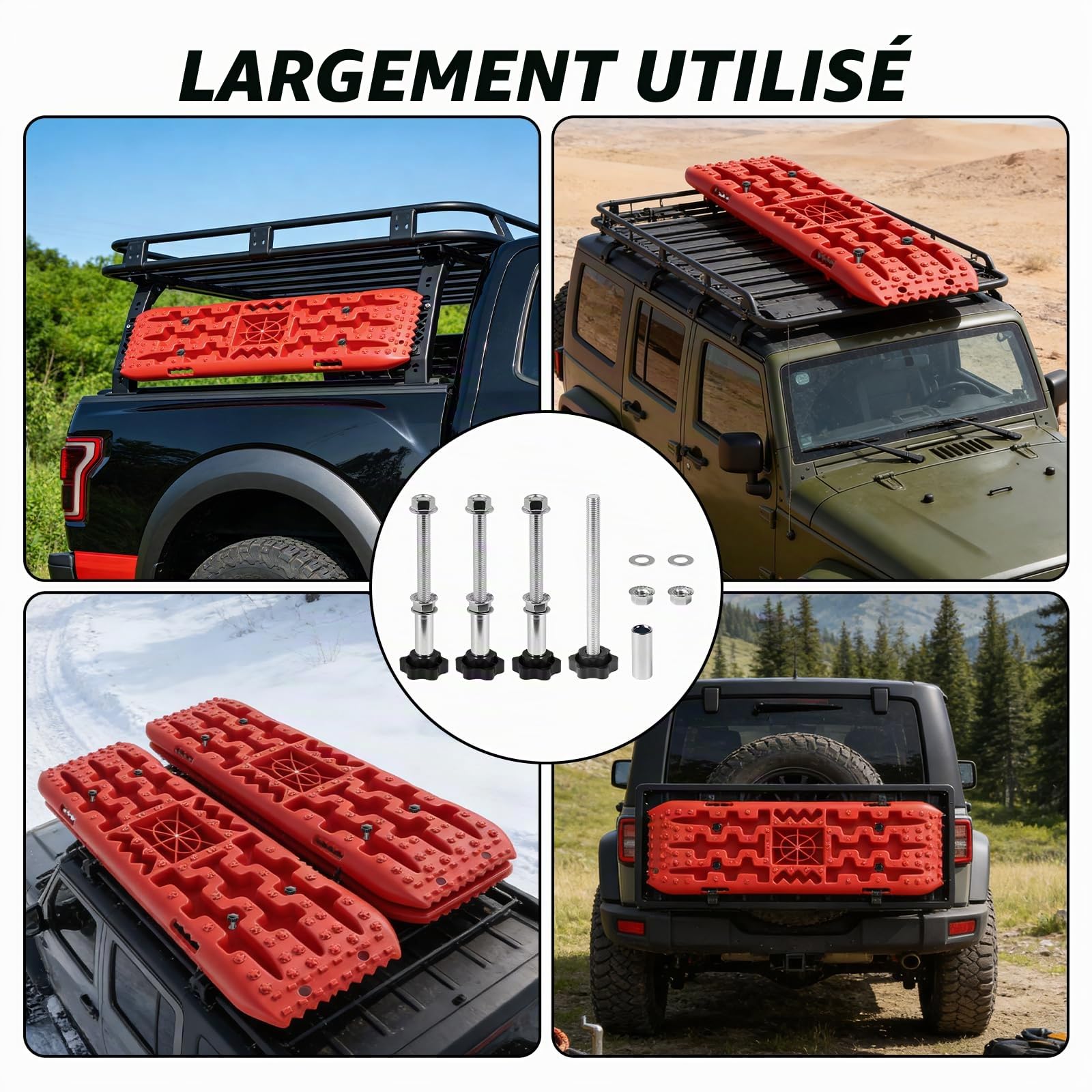 EXLECO Lot de 2 supports pour plaques de sable - Accessoires pour sandboards tout-terrain - Fixation tout-terrain - Pour camping-car - Tapis de traction - Kit de montage pour voiture - Barres de toit