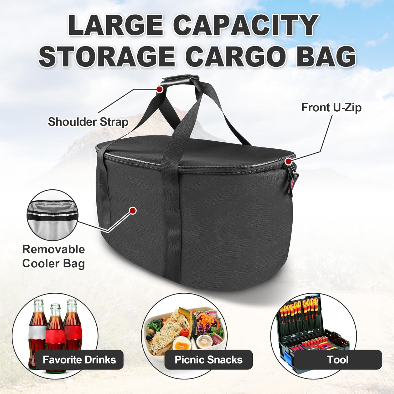 Rear Storage Cargo Bag f for Can Am Spyder RT/RTL/RTS (2020+), Removable Trunk Luggage Bag with Backpack Straps, Waterproof Trunk Organizer