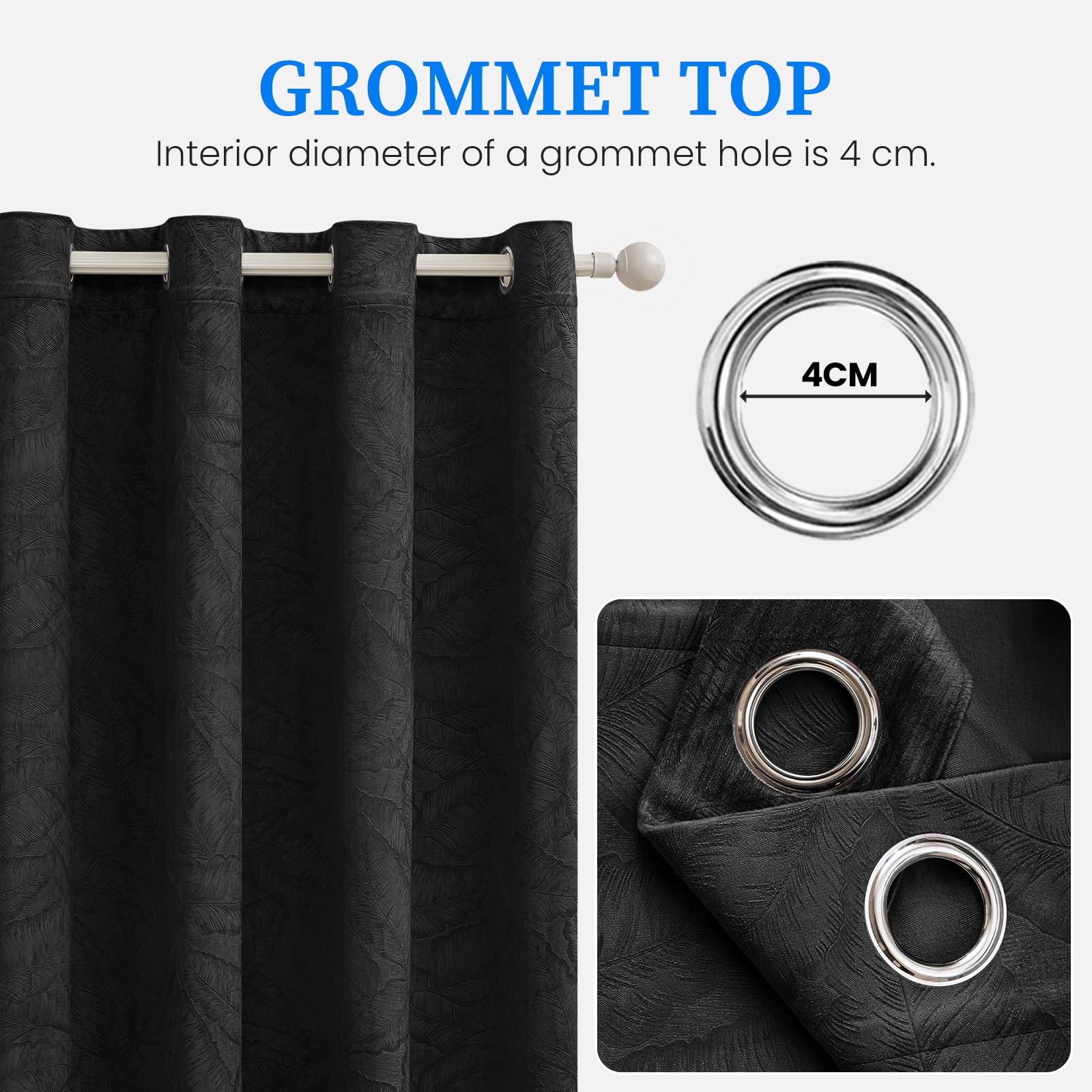 Ystyle Rideaux Occultant Thermique Isolant Lot De 2, 140x260CM, Noir | Rideaux Salon Et Chambre, Rideau Opaque Anti Bruit IntéRieurs à Oeillets, Moderne Decoration Pour Maison