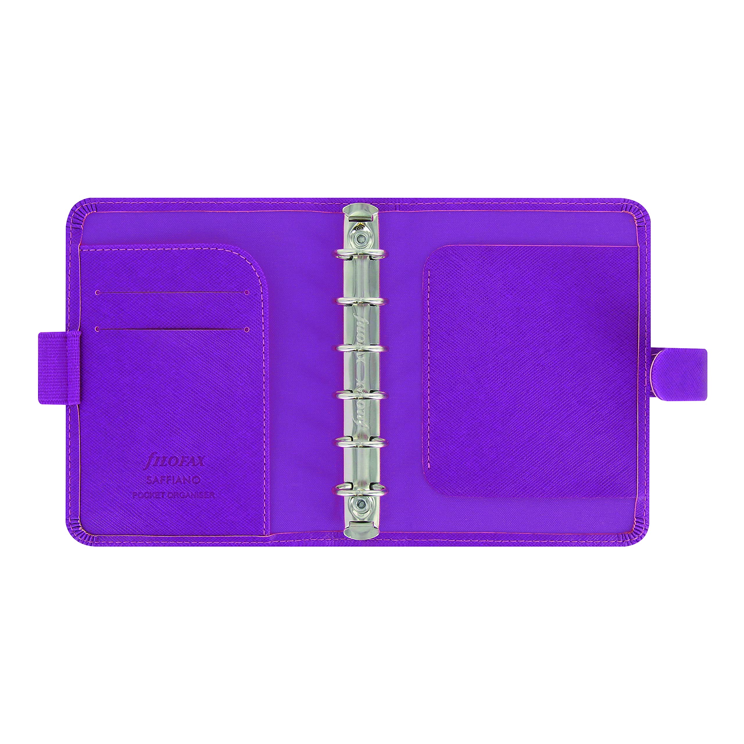 Filofax Saffiano Organizer Taschenformat Himbeere - Cross-Grain, Lederoptik, Sechs Ringe, Wochenansicht, Kalender 2022 (C022452-22)