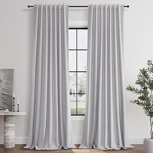 Miniatura 18 de Cortinas Blackout de 84 pulgadas de largo, juego de 2 paneles de lino natural para dormitorio, oscurecimiento de habitación, cortinas con