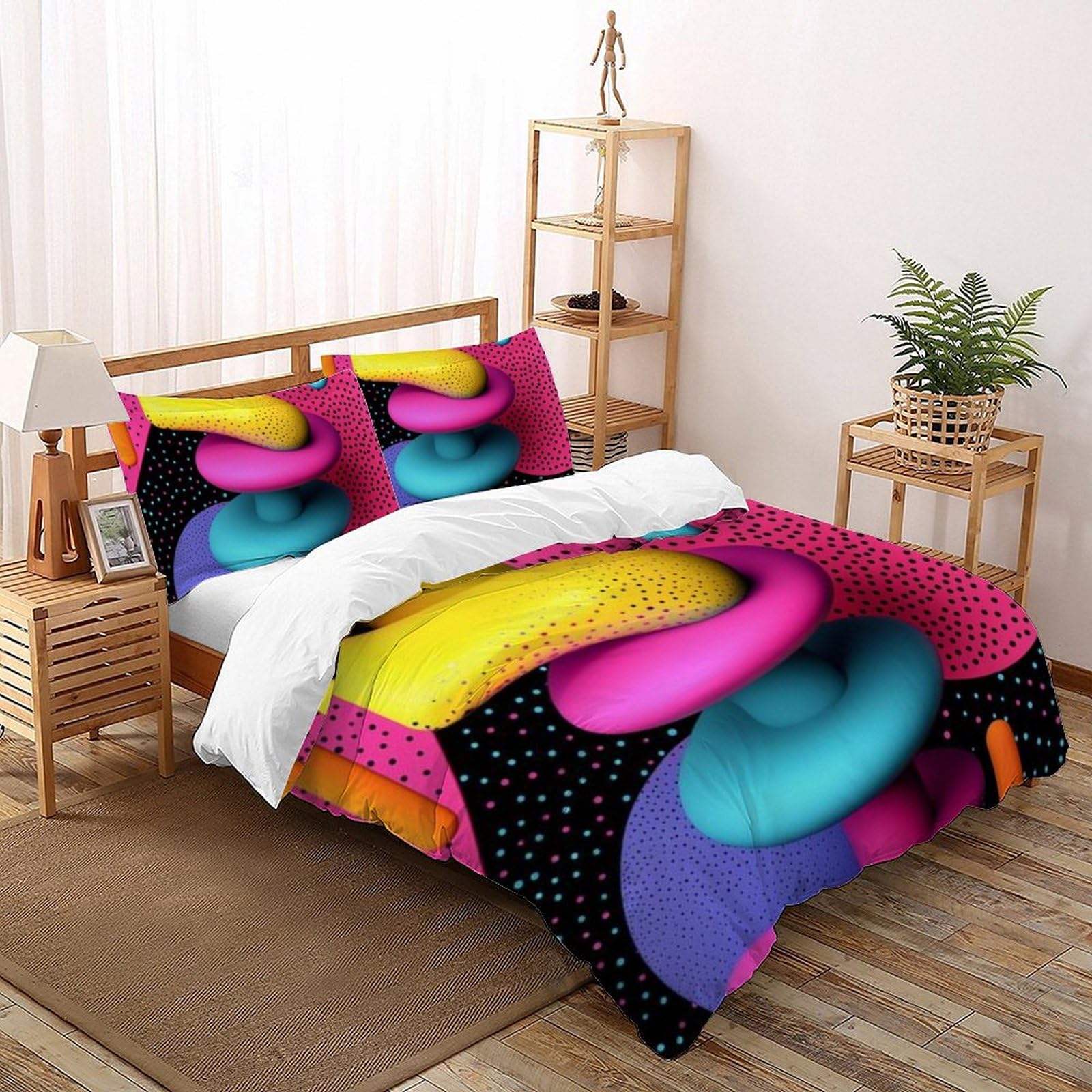 Housse de couette King 220x240cm microfibre avec taie d'oreiller imprimé 3D dessin animé