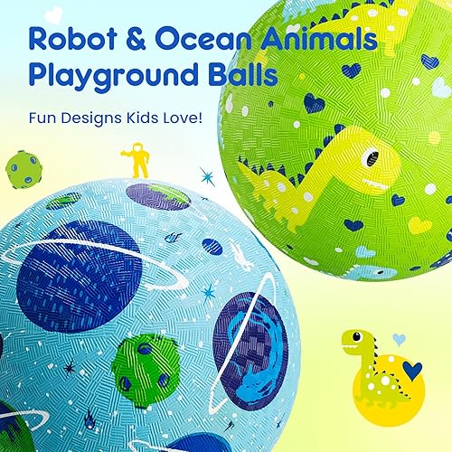 Miniatura 5 de U&C Planet Pelotas de patio de recreo para niños pequeños de 1 a 3, paquete de 2, 6 pulgadas 8.5 pulgadas, pelotas de kickball para niños exterior