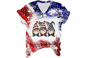USA Flag Patriotic Gnomes Tie Dye T-Shirt 4th of July Women's Tops