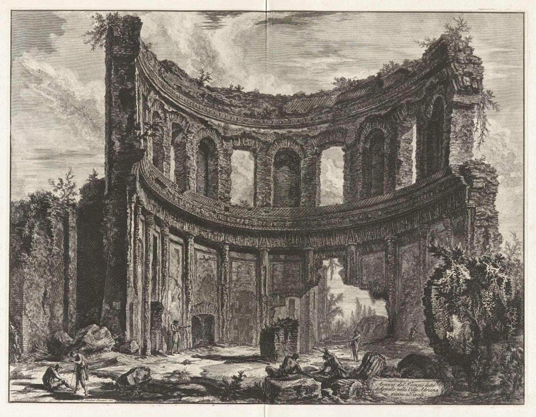 ARTXLXXBN Famous Prints Artwork Pictures Poster Painting Art Avanzi Del Tempio Detto Di Appollo Nella Villa Adriana Vicino a Tivoli by Battista Piranesi for Home Decor 60x90cm