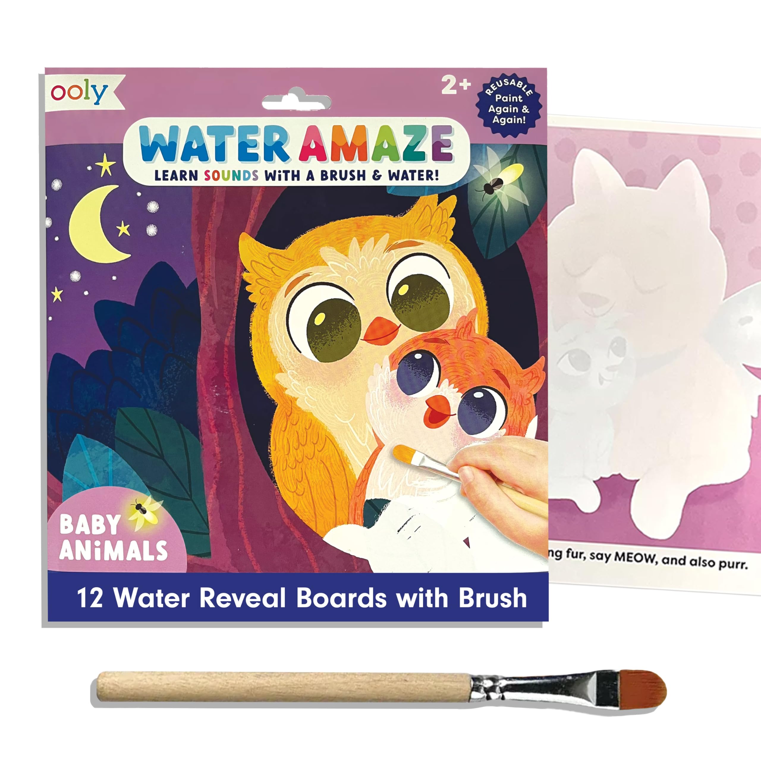 Ooly Water Amaze - Includes 12 Reveal Boards & Brush, Reusable Reveal Pads for Kids, Coloring Books for Toddlers, Paint with Water Books, Gifts for