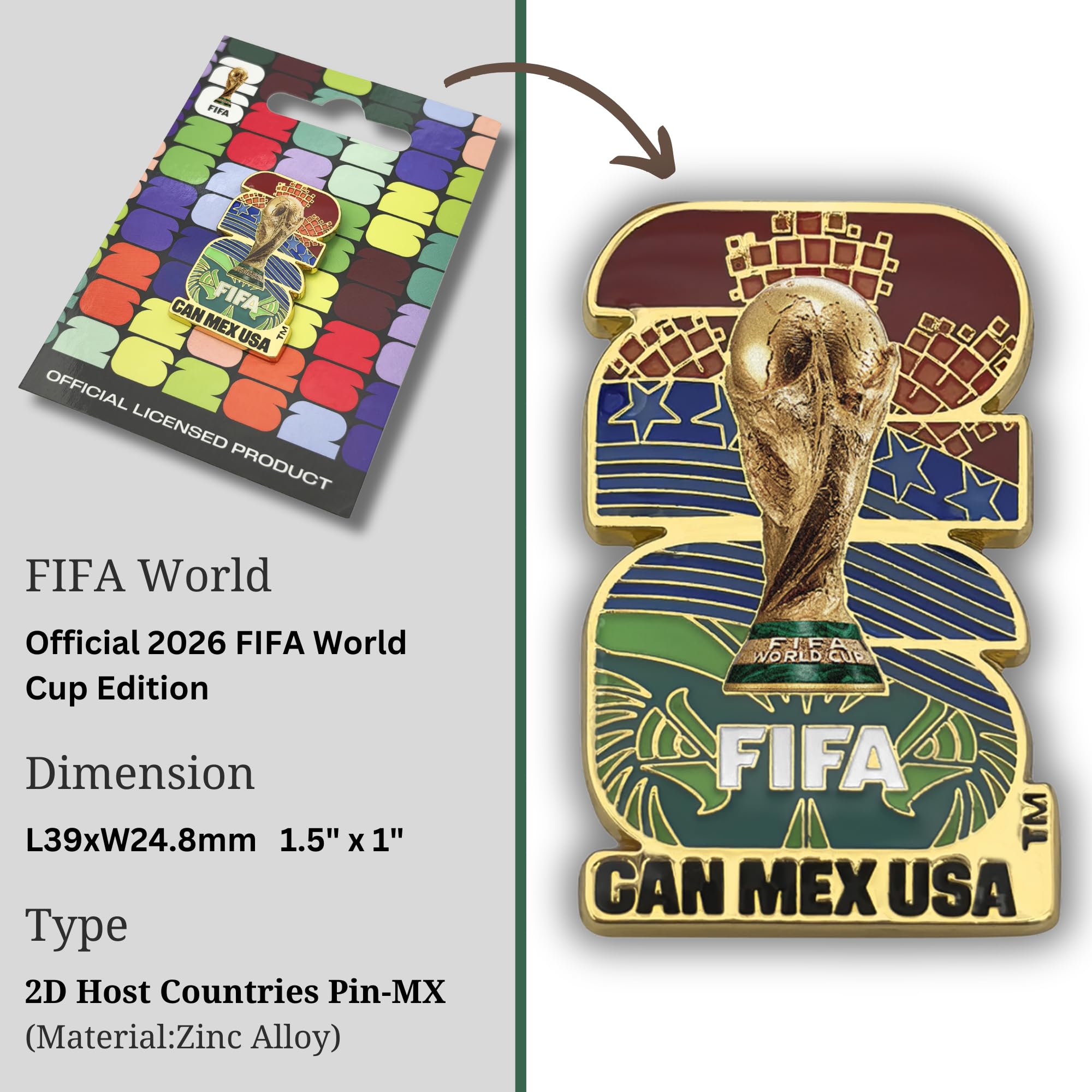Official FIFA World Cup 2026 Edition Specialty Pins - Historical - Timeless Collectors Item - Premium Weighted Zinc Alloy - 2
