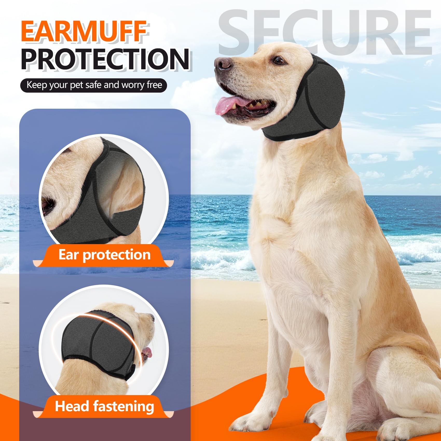 AkoSlale Dog Headband & Snood for Anxiety Relief Calming Ear Wrap for Ear Hematoma Protection Noise Cancelling Pet Hat for Grooming Drying - Image 3