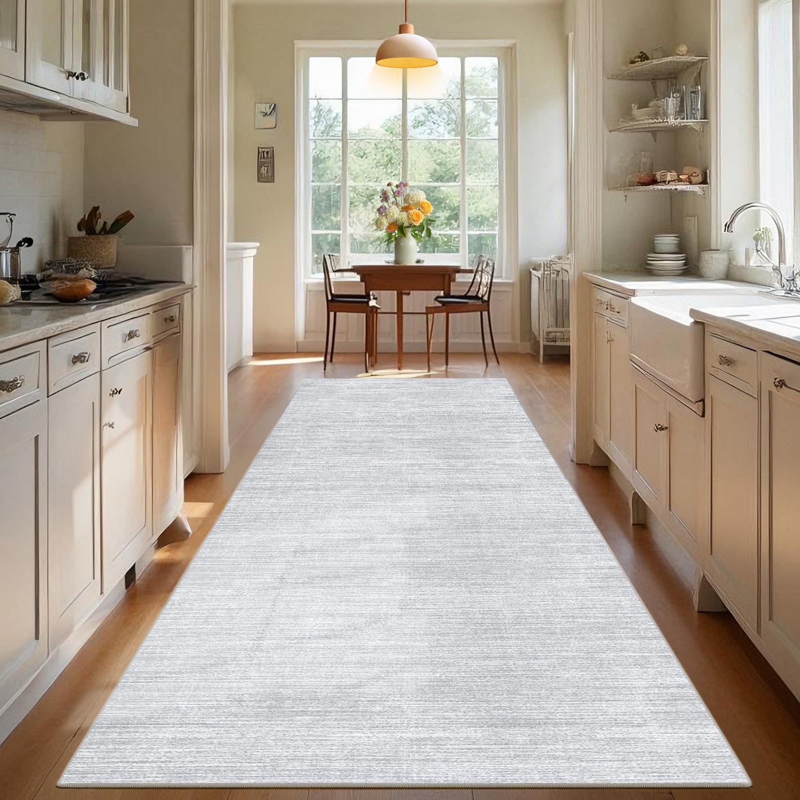 Tapis de Couloir Long 50 x 180 cm Tapis Passage Antidérapant Lavable Tapis de Cuisine Absorbant Tapis Entrée Tapis de Sol pour Cuisine Devant Evier, Salle à Manger, Buanderie, Abstrait Gris