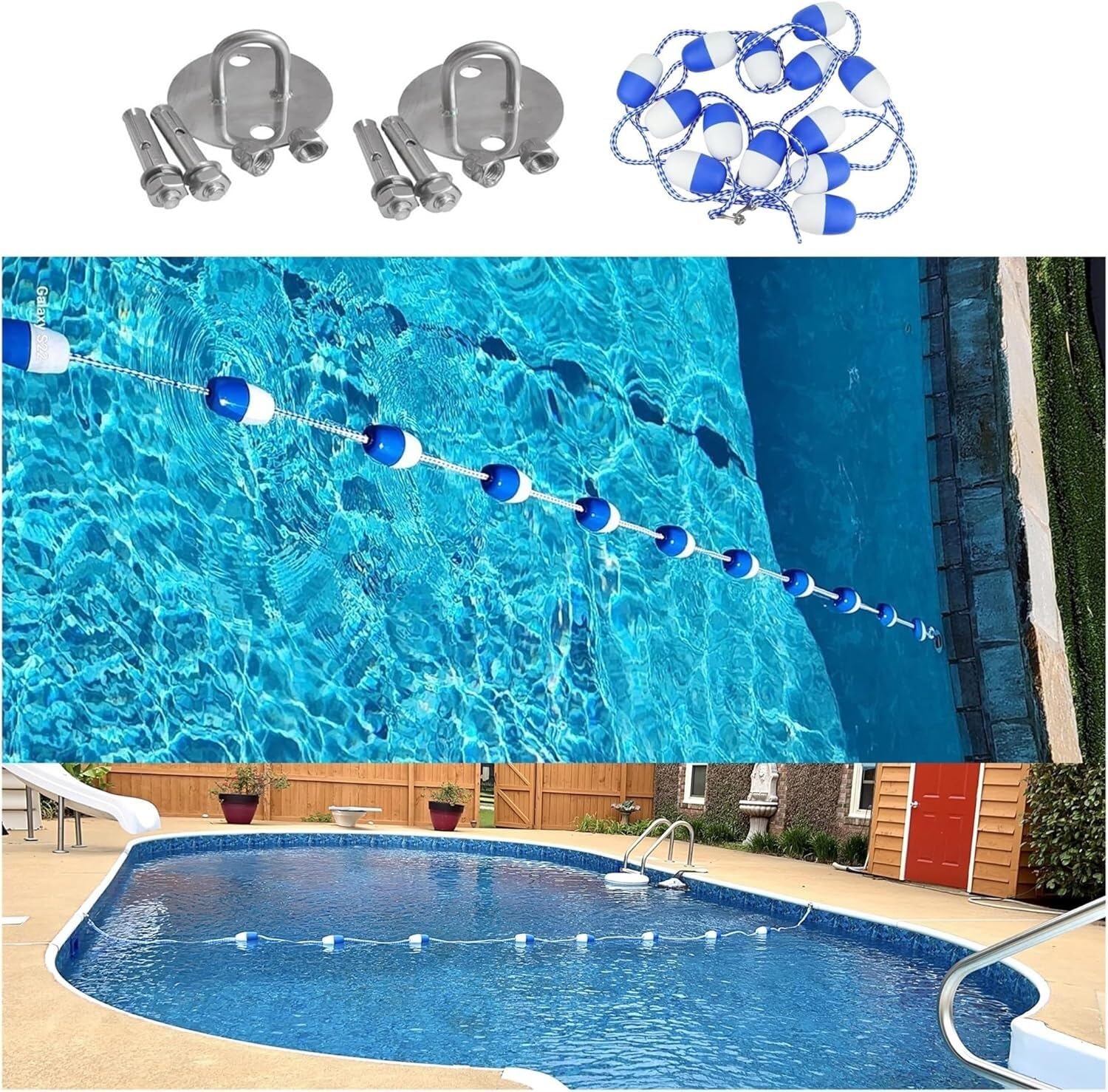 Séparateur de piscine 10m : ligne de vie et de flottaison pour bassin profond et peu profond