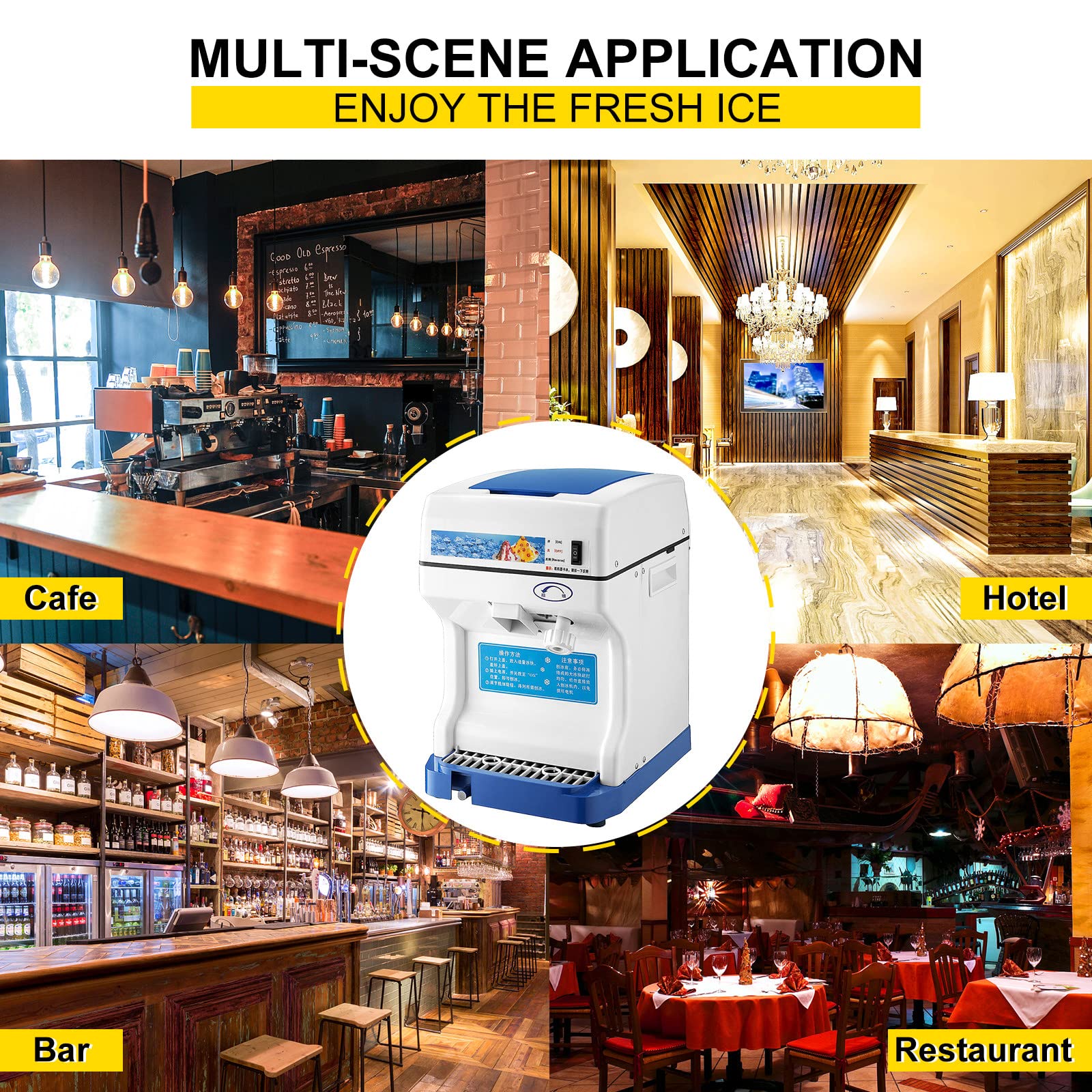 Tritaghiaccio Elettrico,Tritaghiaccio Da 250 W,Tritaghiaccio Automatico Per Macchina Per Il Ghiaccio Rasato Commerciale, Capacità Di Rasatura Del Ghiaccio 120 Kg/H,Per La Casa, Il Bar E Il Negozio