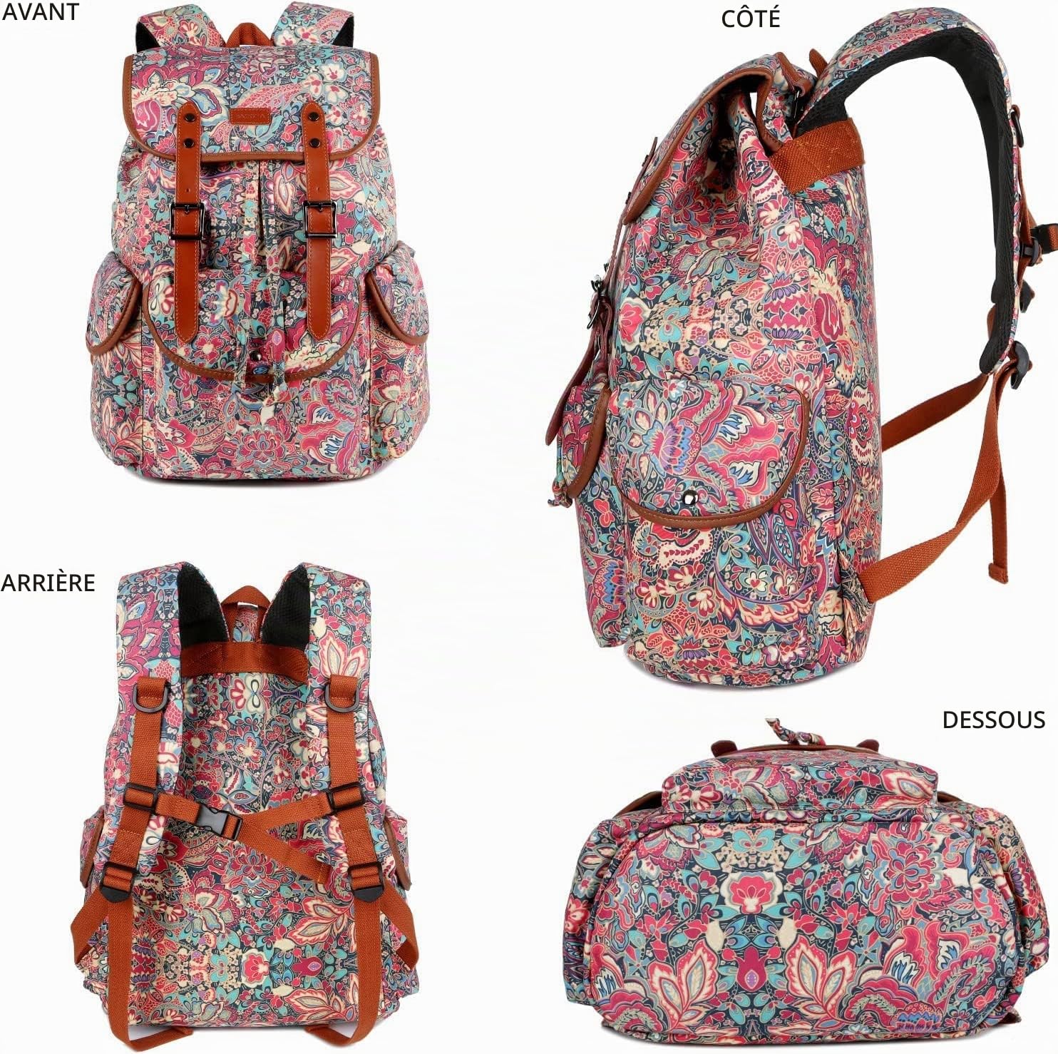 CN-01 Grand sac à dos pour ordinateur portable 15,6 pouces pour femme, sac à dos d'école, voyage, randonnée, sac à dos avec trousse de toilette gratuite, Hs, L
