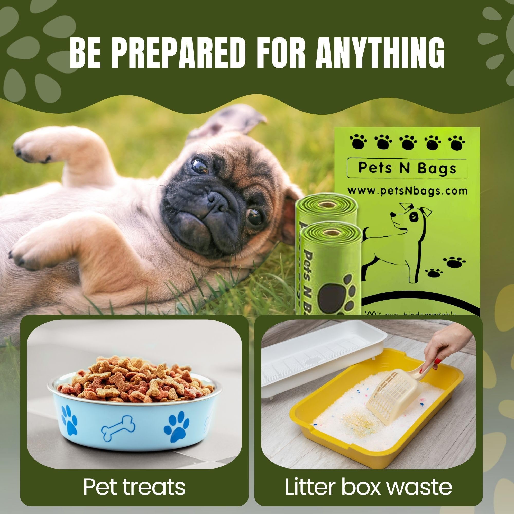 Bolsas para excremento de perro, bolsas de basura para perros, rollos de recambio sin perfume