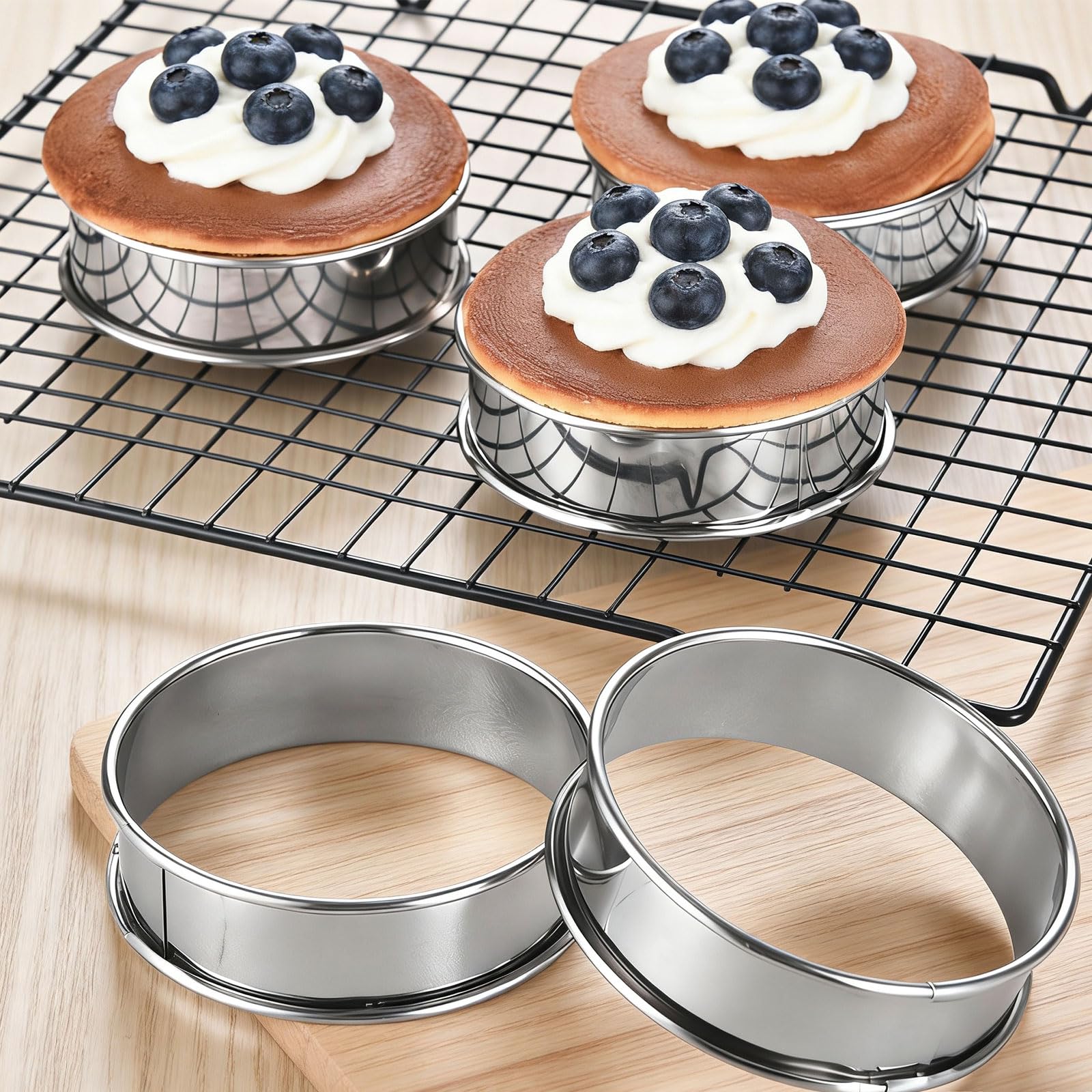 Engelse Muffin Ringen, Anti-Aanbak Crumpet Ringen, 6 Stuks