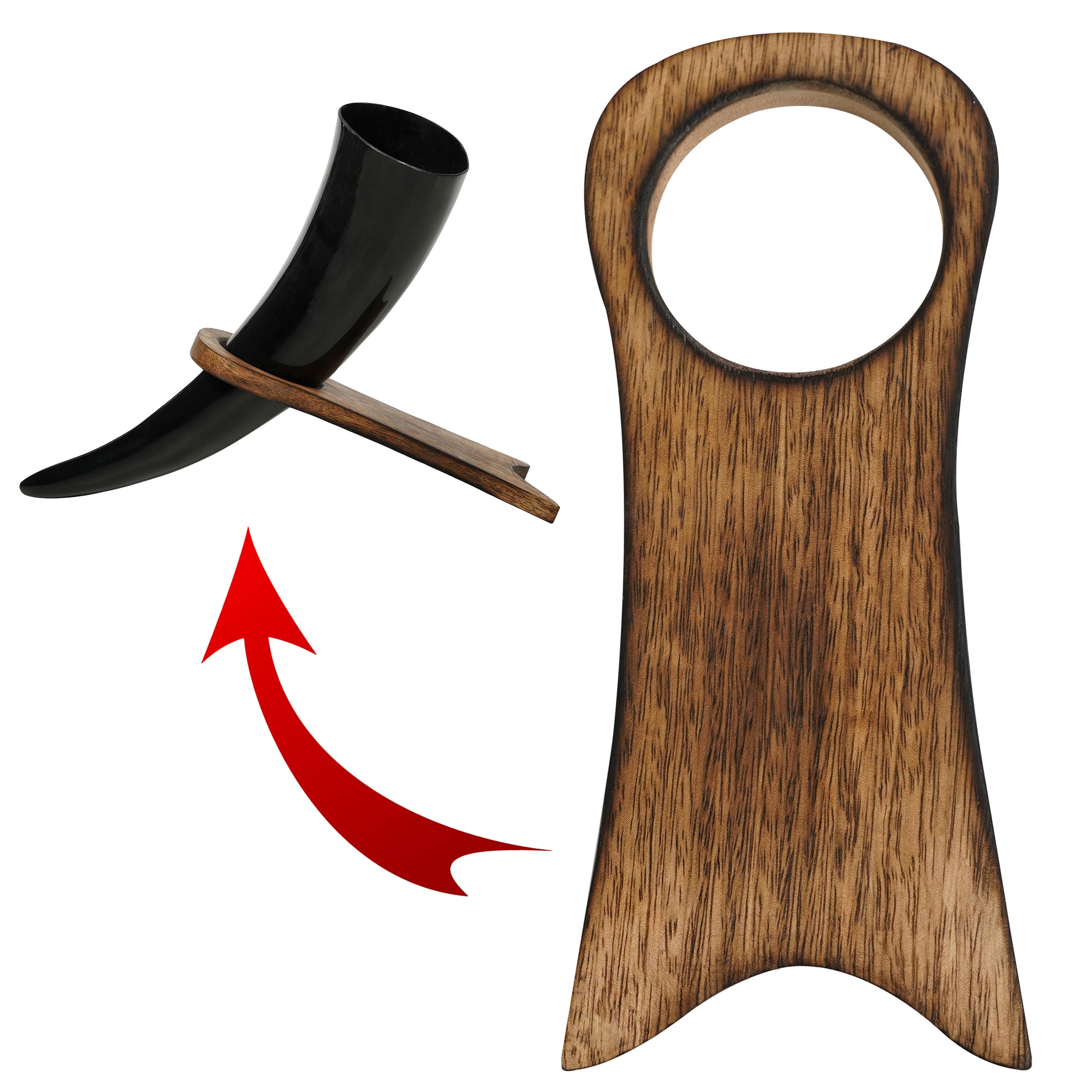 Mythrojan Hand Forged Drinking Ale Horn Rack Twisted Iron Ale Mead Horn Stand, Medieval Iron Twisted Ale Stand for Drinking Horn, Viking Mead Beer Ale Horn Stand for Display Decor (7" x 3.1")