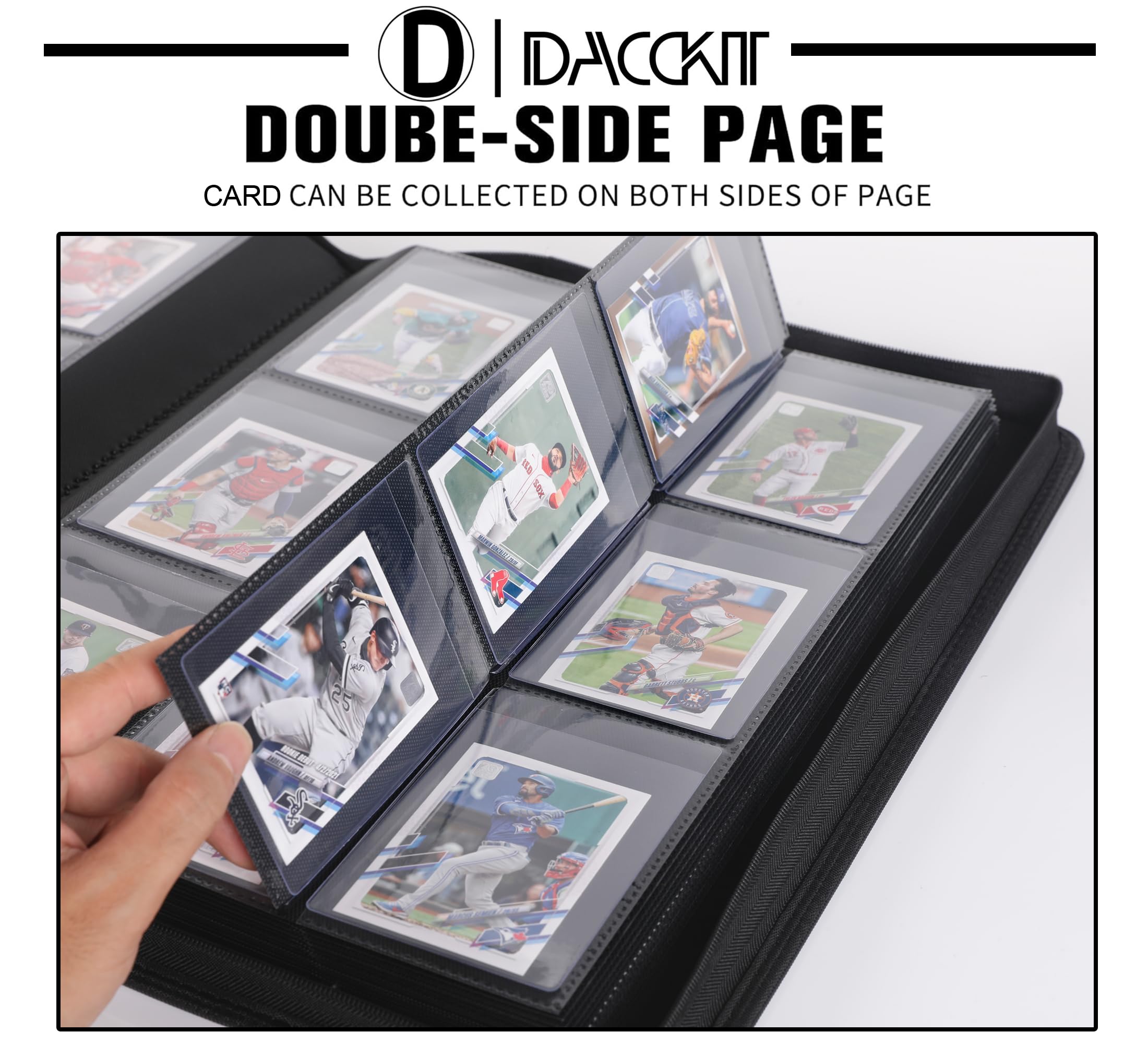 D DACCKIT Semi Rigid Card Holders Binder - Fits 540 Cards, Premium Ringless 9 Pocket Card Binder Compatible for Sports & Trading Cards - Image 3
