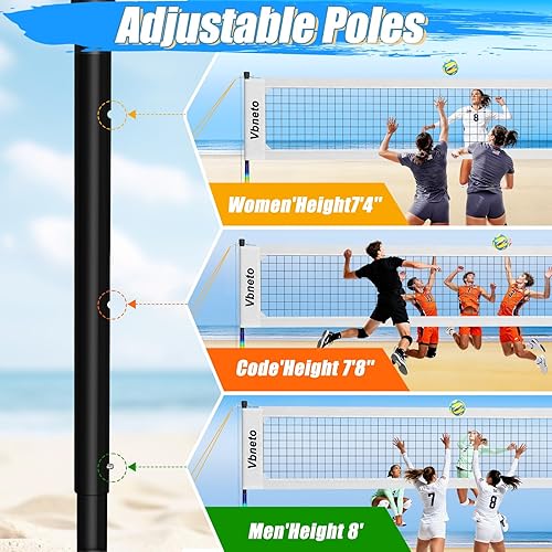 Miniatura 3 de Red de voleibol para patio trasero, red ajustable resistente y antideslizante para exteriores con sistema de cabrestante, juego de voleibol de playa