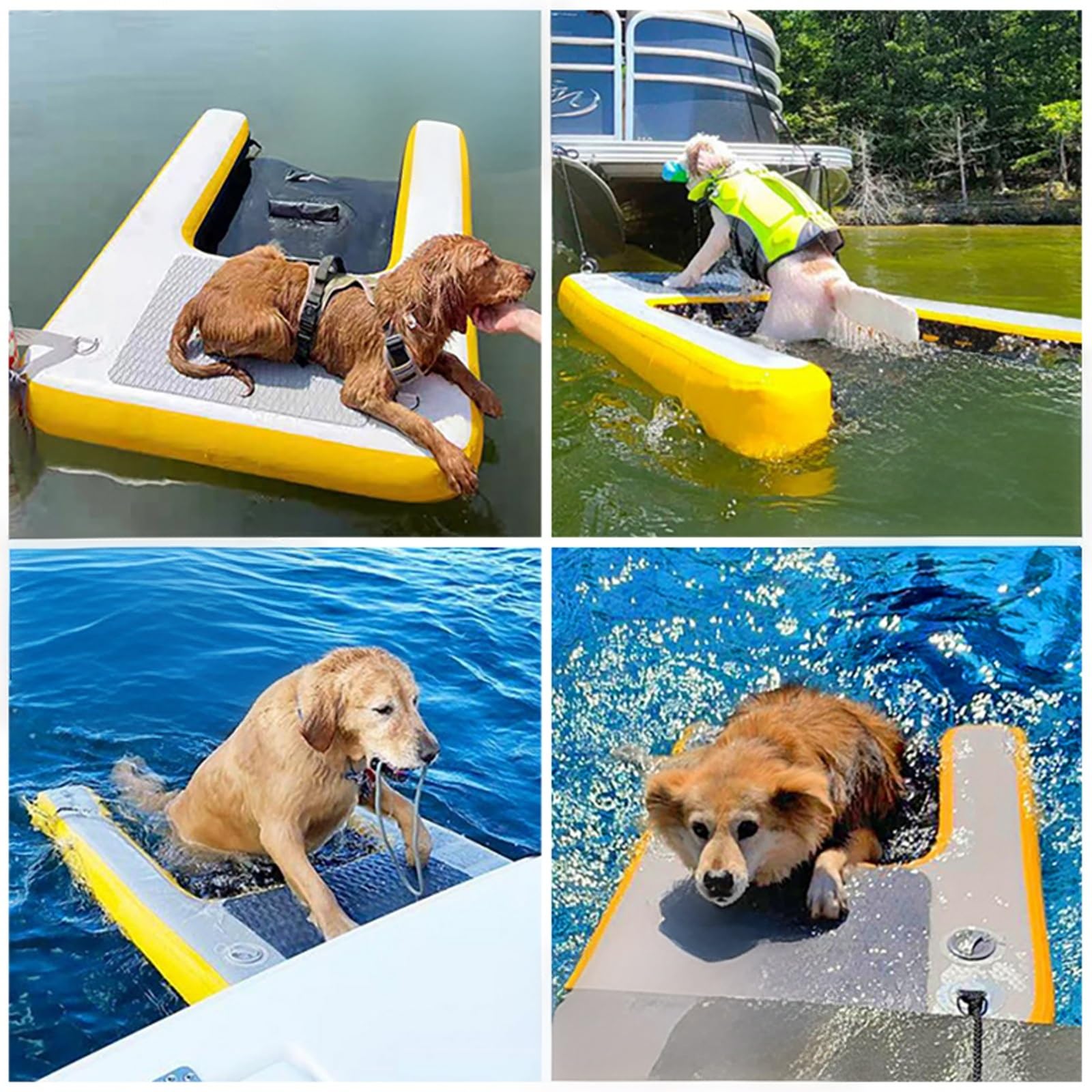 Rampa de Agua Para Perros Rampa Inflable Flotante Para Perros (escalera/rampa), Plataforma Portátil Tipo Escalera Para Piscinas, Muelles, Lagos, Barcos Y Playas; Apta Para(Blue,H 10cm(3 9/10"))