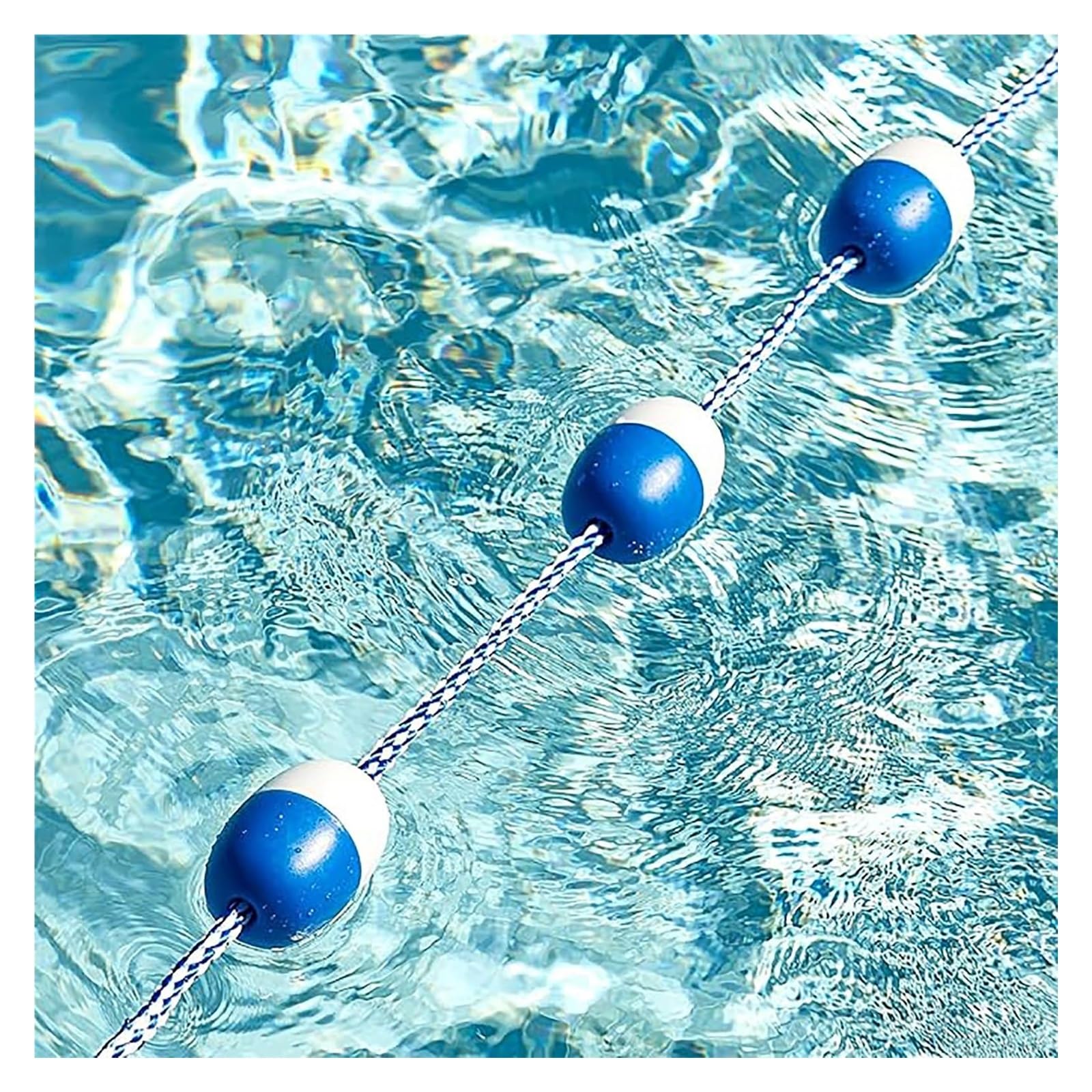 Generisch Gut sichtbare Pool-Bahnlinien mit Bojen, 13 m langes blau-weißes Sicherheitsseil für Schwimmvereine, ideal für flaches und tiefes Wasser, inklusive 2 Haken für einfaches Aufstellen