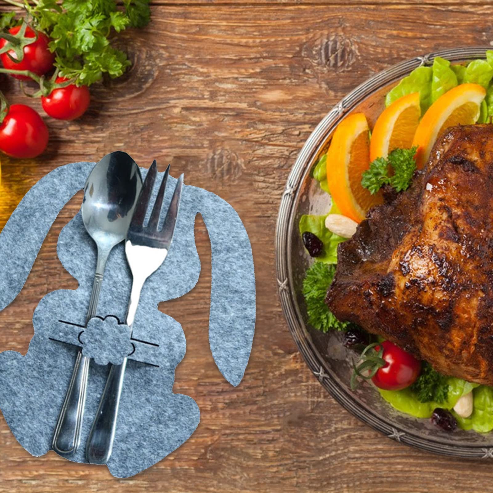 12 Portaposate Pasquali A Forma Di Coniglio In Feltro - Decorazione Tavola - Foto 2