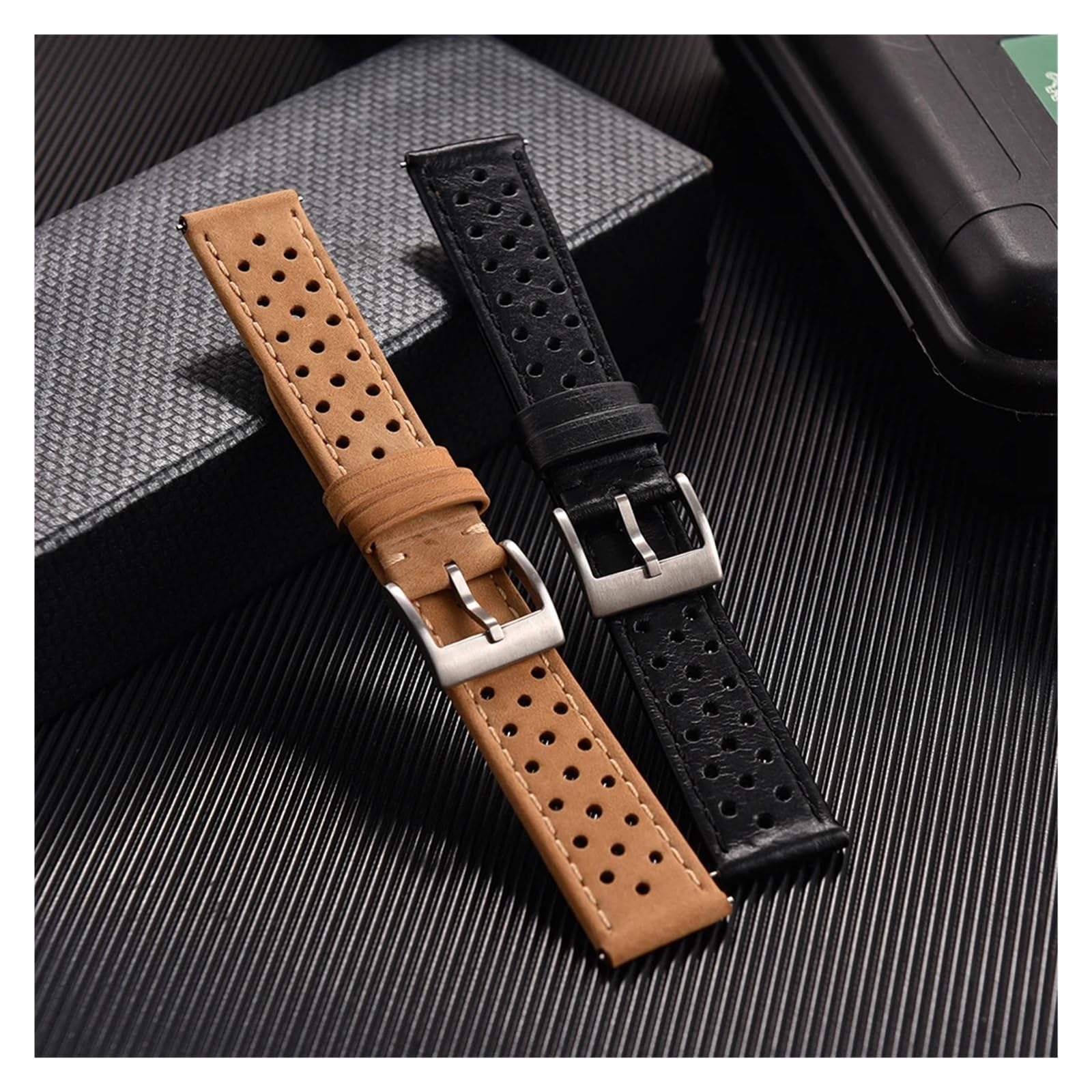 Cinturino per orologio in pelle traspirante traforata 18/20/22mm cinturino a sgancio rapido cinturino nero marrone kaki per uomo donna