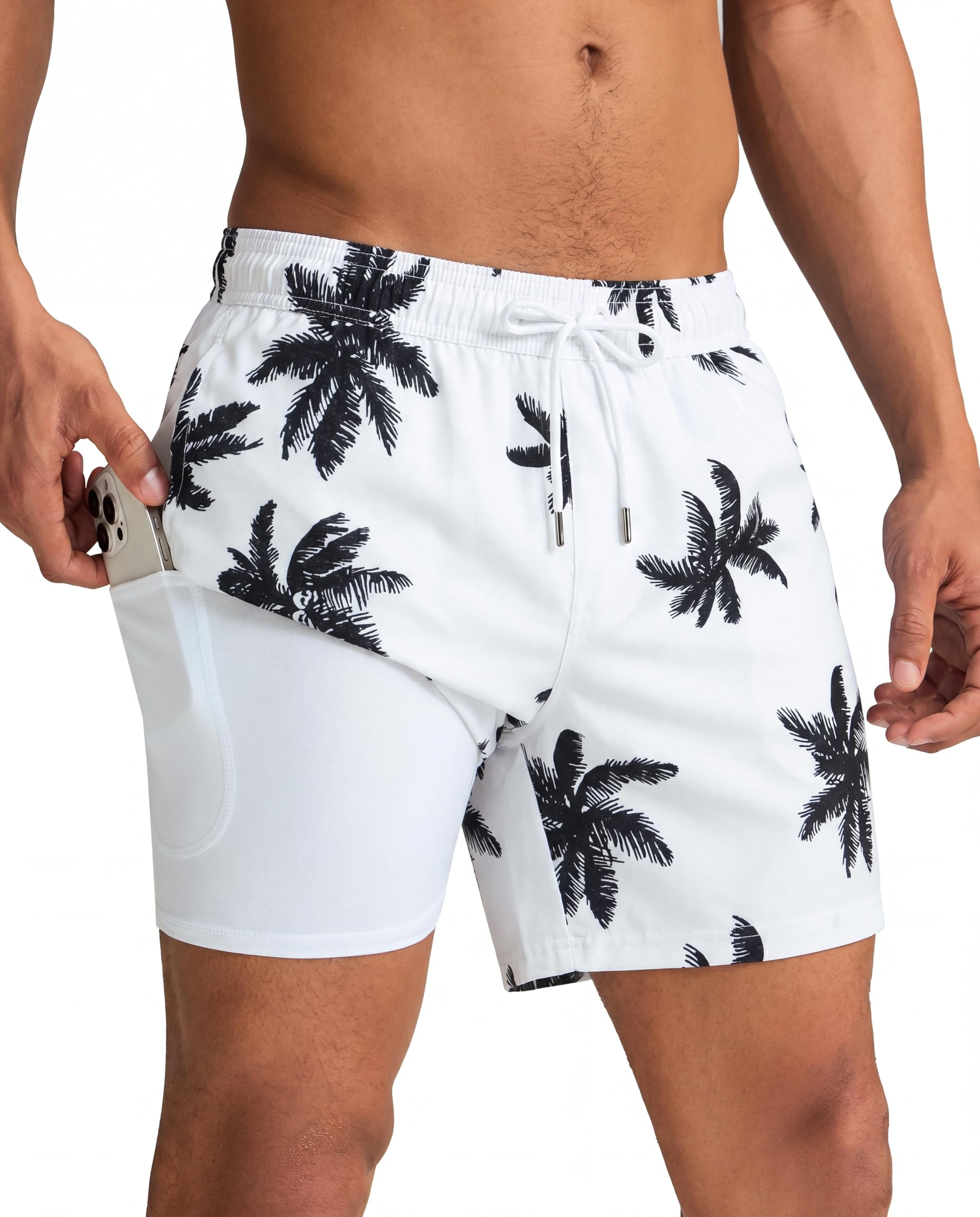 maamgic Mens Swim Trunks with Compression Liner 5 Inch Quick Dry for Beach