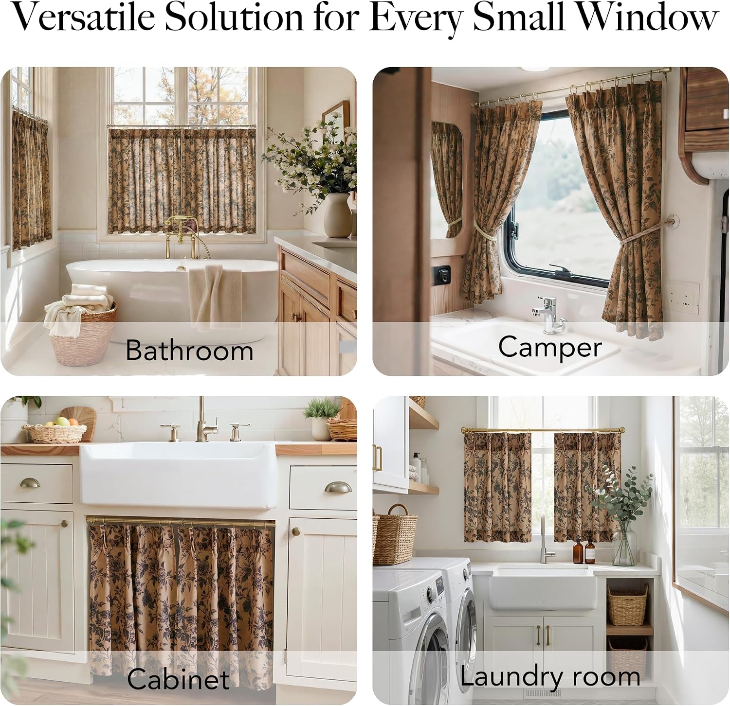 RYB HOME Pinch Pleated Golden Amber Curtains 24 Inches for Kitchen/Cafe
