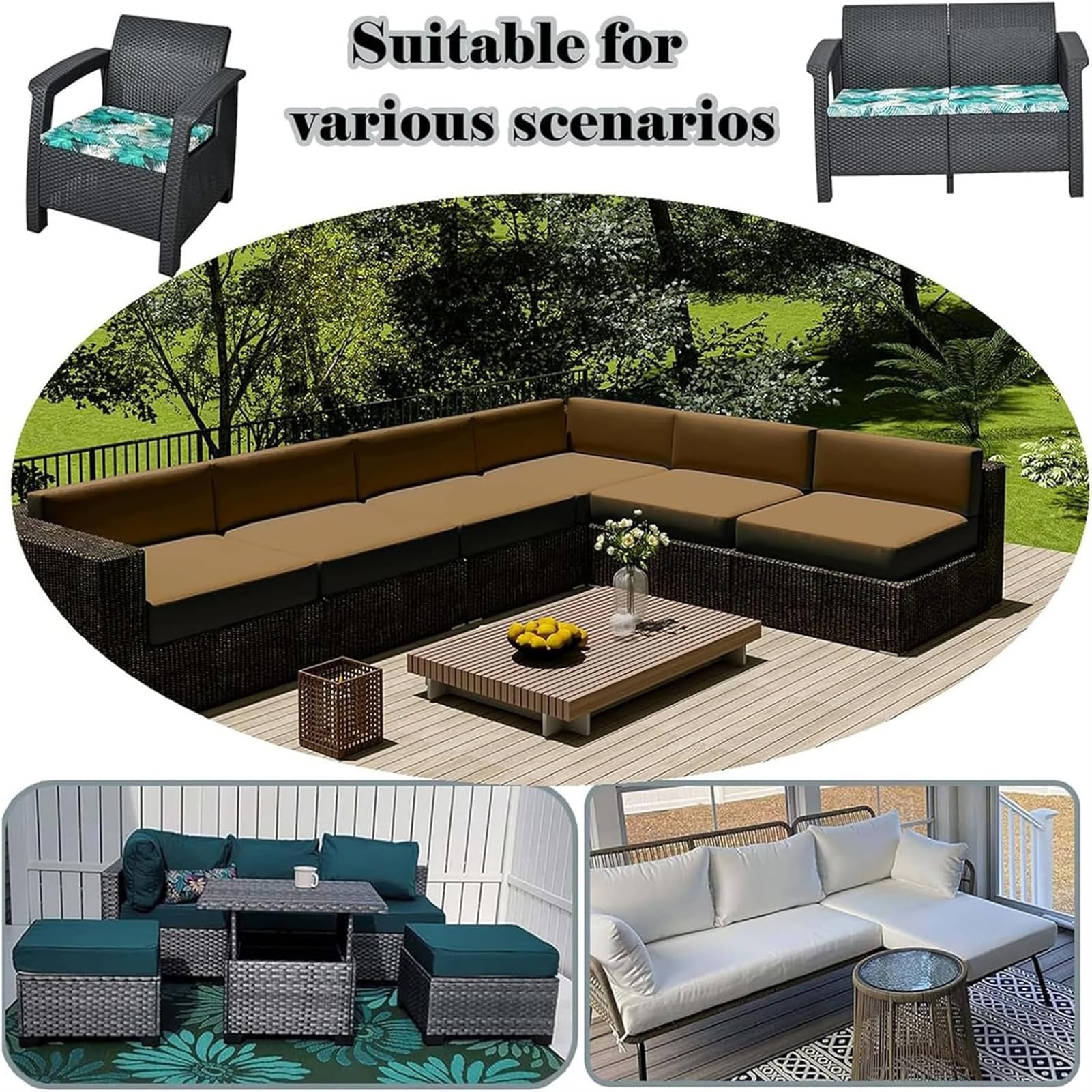 Federa Per Cuscino Da Esterno 50x50x10 Cm - 2 Pezzi, Impermeabile, Con Cerniera, Per Divani E Sedie Da Giardino