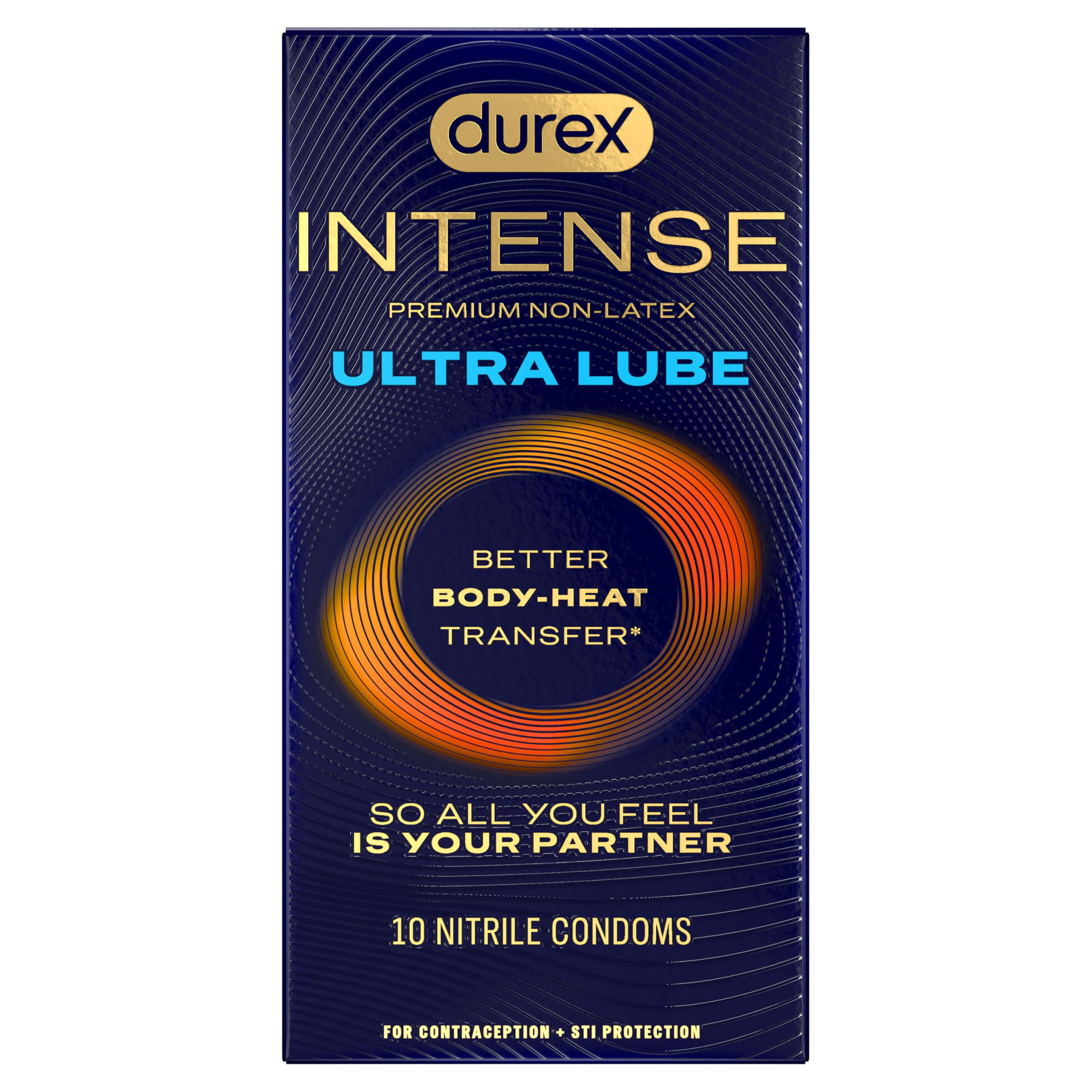 Durex Intense Ultra Lube Non Latex Condoms, Thin Latex-Free Condoms, 10ct