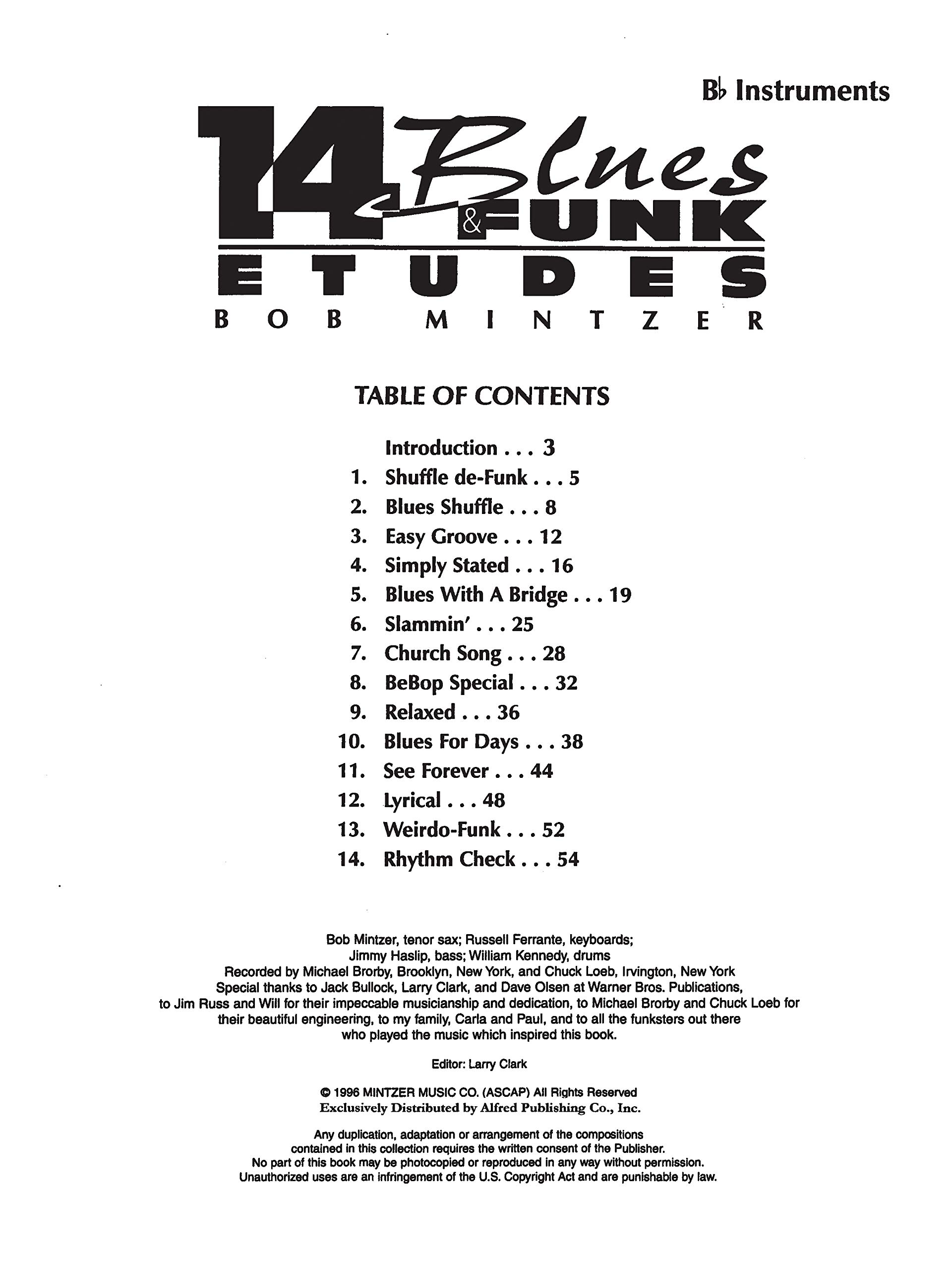 14 Blues & Funk Etudes (Bb inst/CDs) --- Jazz Band : Instrument Sib - Mintzer, Bob --- Alfred Publishing