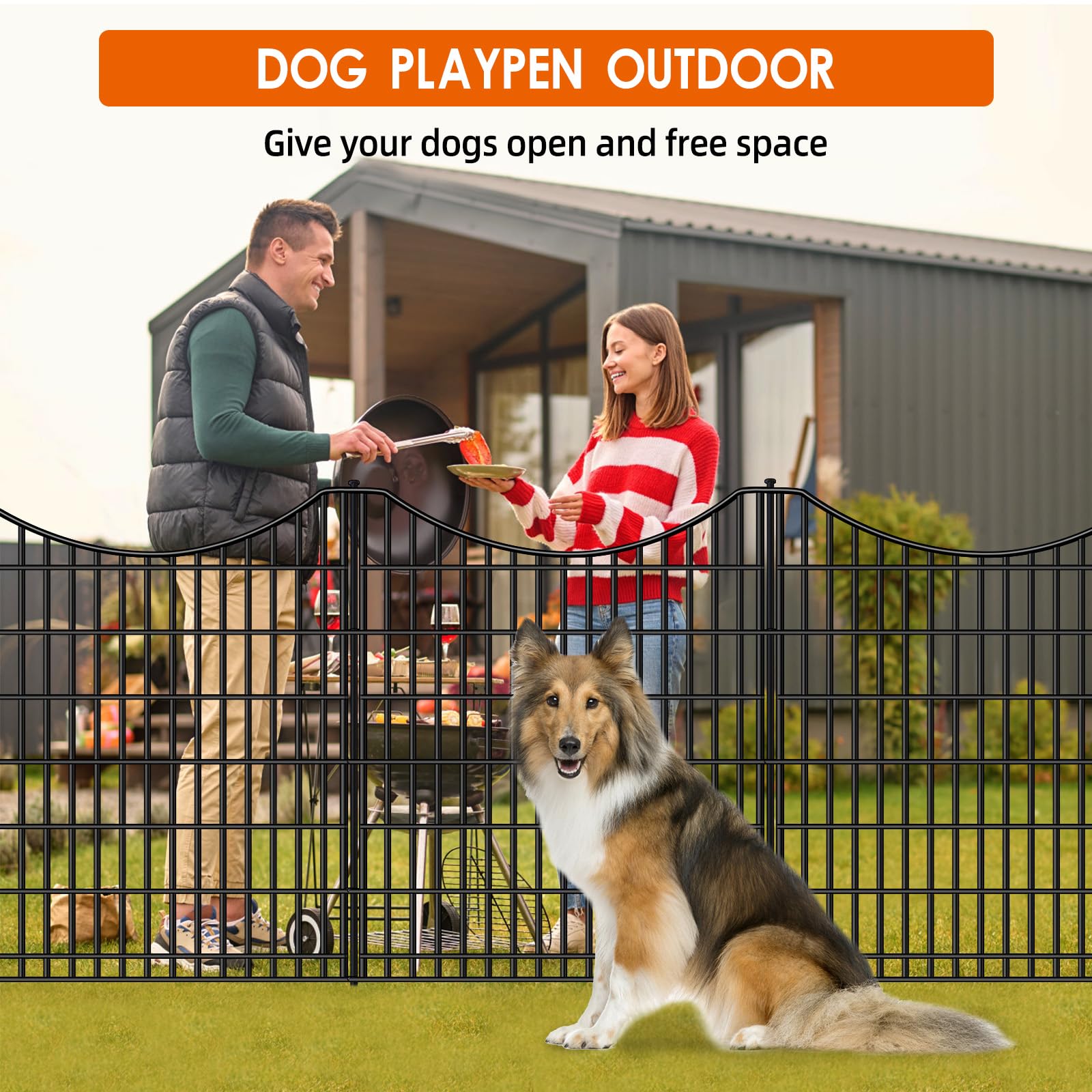 Barrière Pour Animaux De 13 M (L) X 33 Cm (H) - 30 Panneaux - Clôture De Jardin Sans Creuser Pour Chien, Lapin, Barrière Antirouille Et