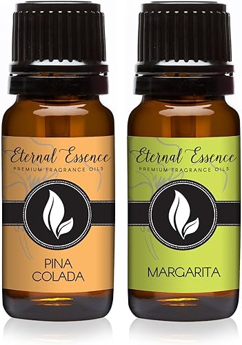 Eternal Essence Oils Paquete de 2 aceites aromáticos de primera calidad de 0.3 fl oz, piña colada y margarita, para velas, jabón, aromaterapia,
