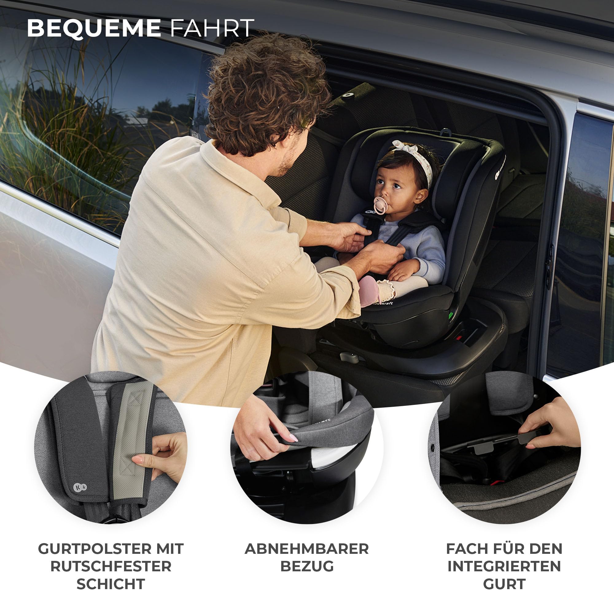 Kinderkraft XPEDITION2 I-SIZE Kindersitz 0-36 kg Reboarder 360° drehbar Isofix Grau