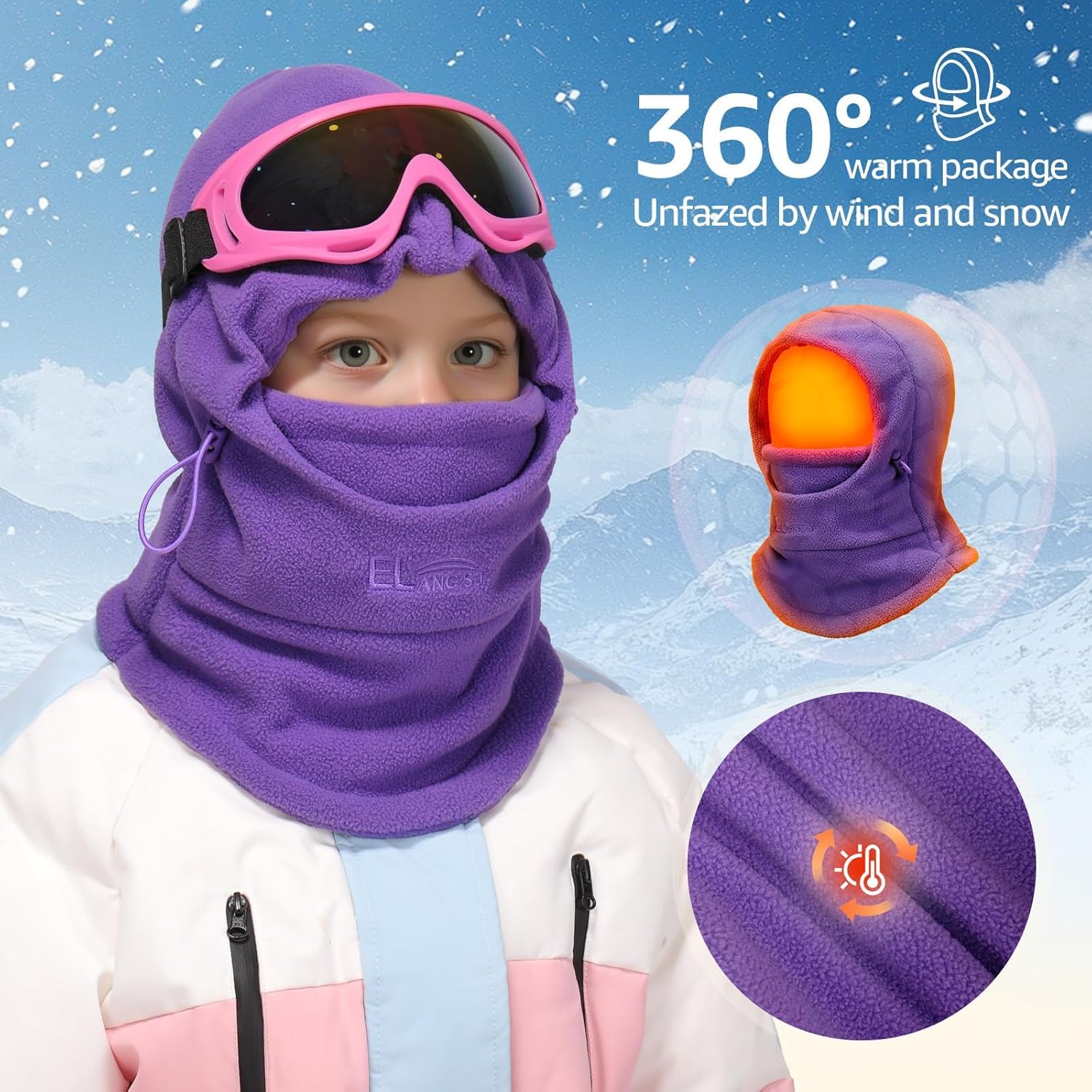 Winter Hat Balaclava Ski Mask Full Face Girls Boys Unisex Warm Comfort Soft Adjustable Snow Hat Cold Weather - Image 3