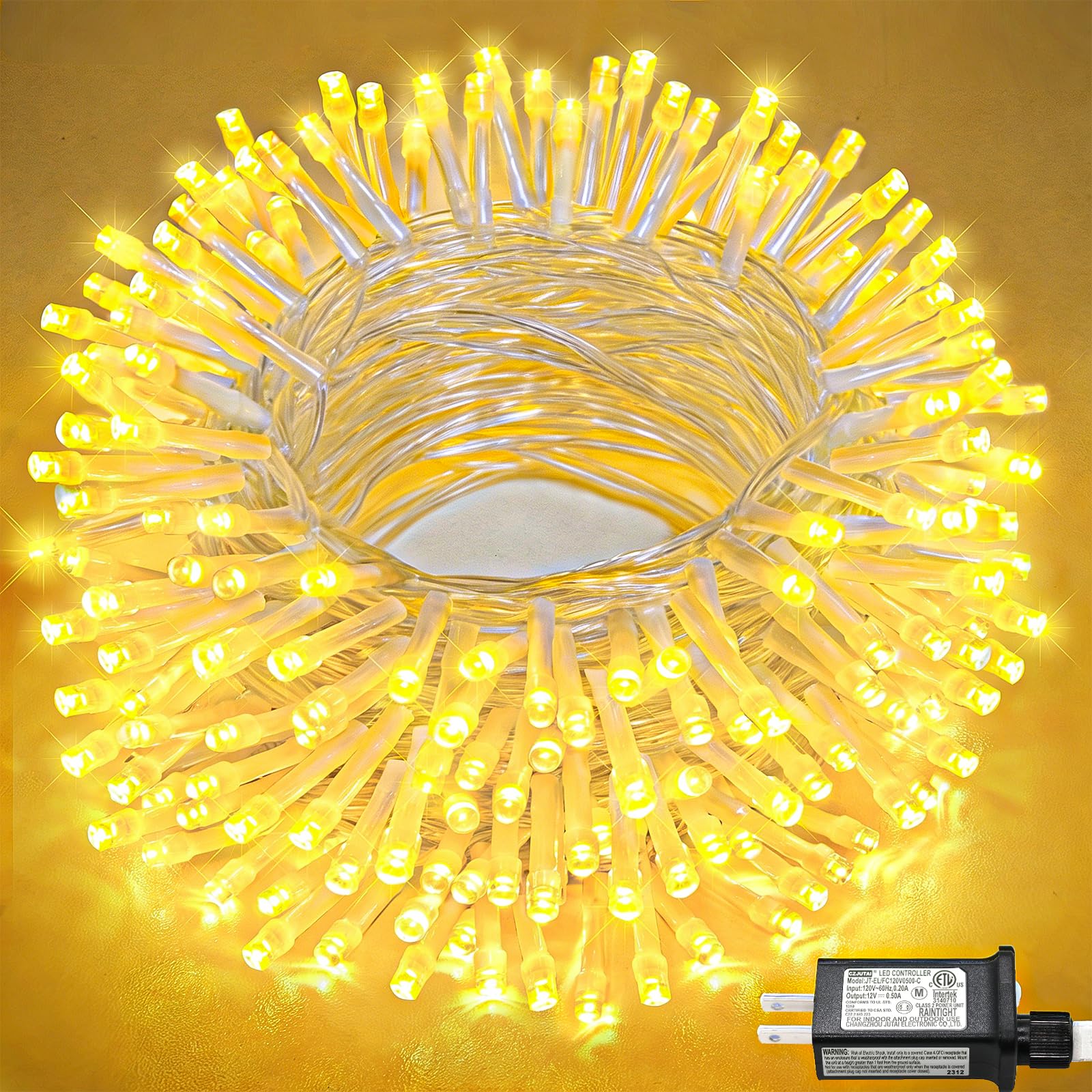 Photo 1 of 100FT 300 LED Christmas Lights Outdoor, Plug in String Lights Indoor Waterproof, Connectable 8 Modes Fairy Twinkle Lights for Outside Bedroom Classroom Wedding Backyard Decorations, Warm White