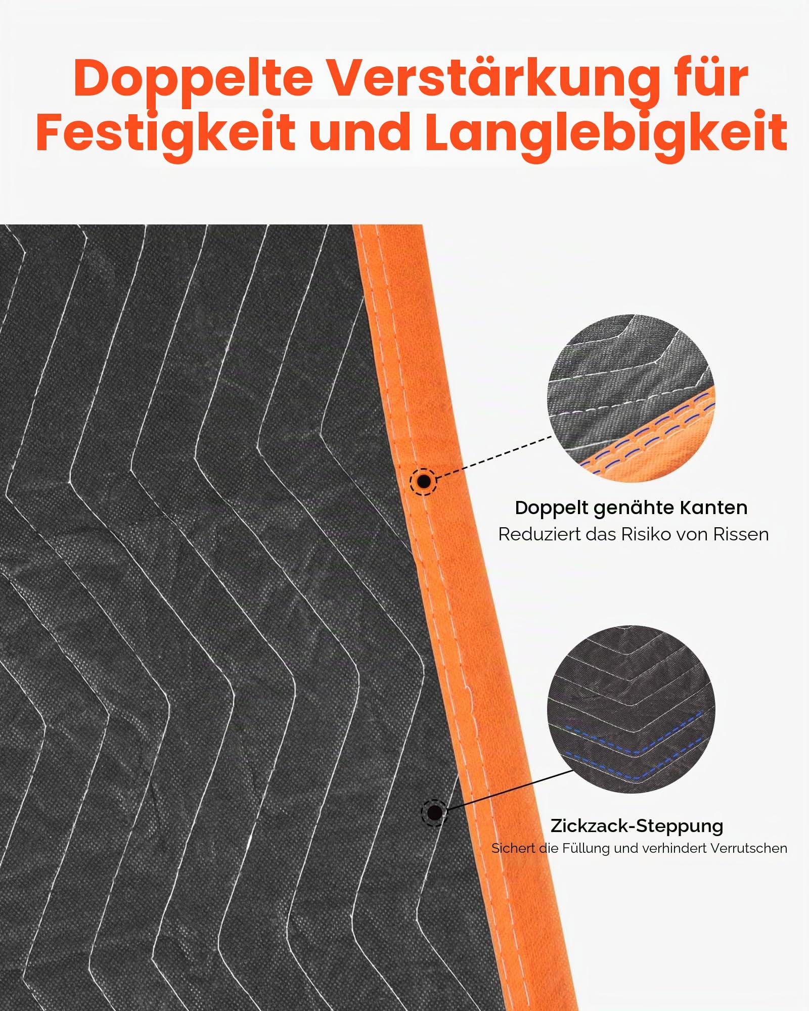 VEVOR Umzugsdecken, 6 Stk., 1829x1016 mm, Verpackungsdecke mit Baumwollfüllung, Möbeldecke, Lagerdecke mit Vliesstoff gepolsterte Packdecke zum Versenden, Verpacken & Schützen von Möbeln