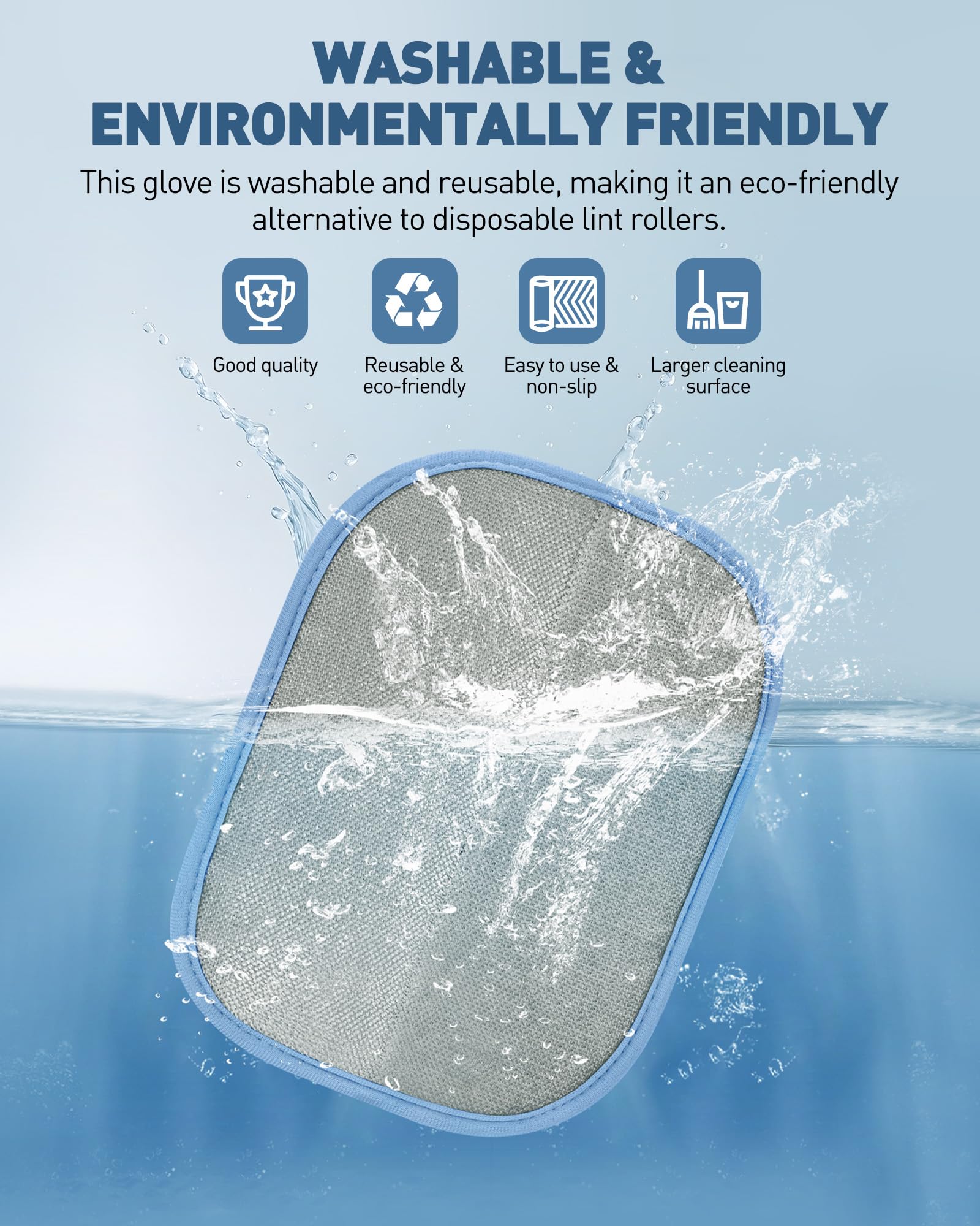 2 Pack Pet Hair Removal Glove - Electrostatic Magic Brush Gloves Pet Hair for Dogs and Cats, The Magic Brush Pure Path Yomi Pet Grooming Needs, Fur Remover for Furniture, Clothes, Car Seats (Blue) - image 7