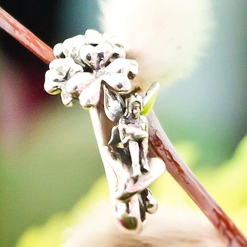 Miniatura 9 de Shamrock's Fairy Irish Sterling Silver Charm S925, Good Luck Irish Shamrock Fairy Magical Fantasy Flying Fairy, Patrick's Day Gift Irish Jewellery
