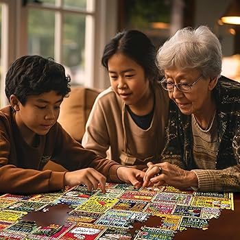 川のほとりのおもしろ荘　計5枚 Amazon.com: White Mountain 1000 Piece Jigsaw Puzzle Funny Rules