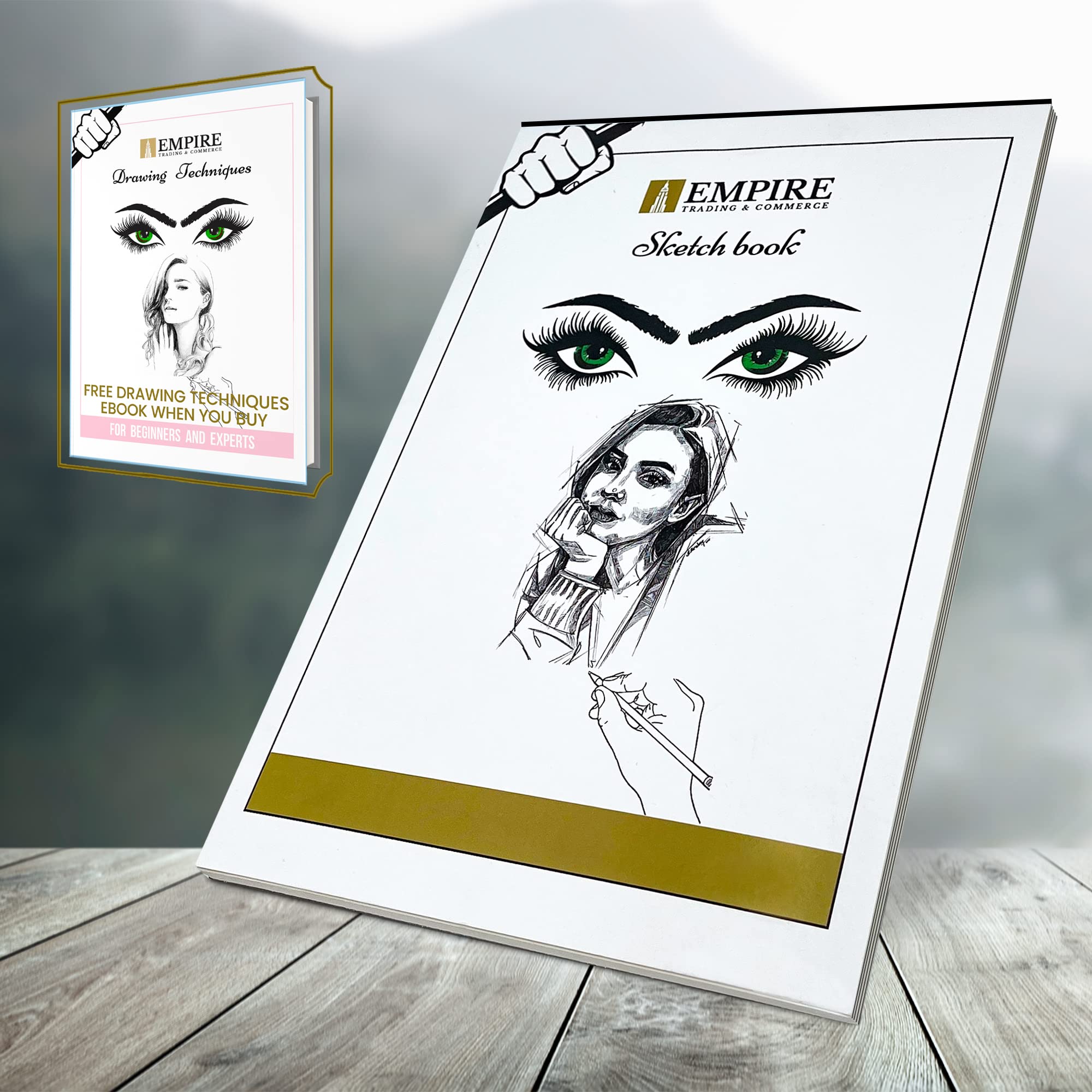 Empire Sketchbook, A4 Sketch Pad with 30 Sheets, 160 gsm Sketch Book, FREE DRAWING TECHNIQUES E-BOOK, Glue Bound Blank Pages Drawing Supplies Art Book, Drawing Book