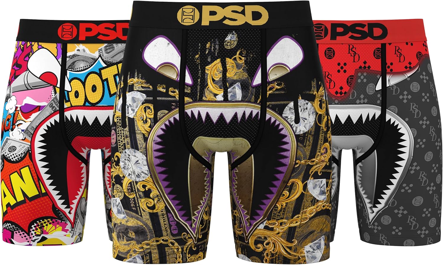 PSD Underwear Mens Boxer Briefs - Warface Luxury, Standard Length Pack & Singles, Soft & Breathable Boxer Briefs for Men